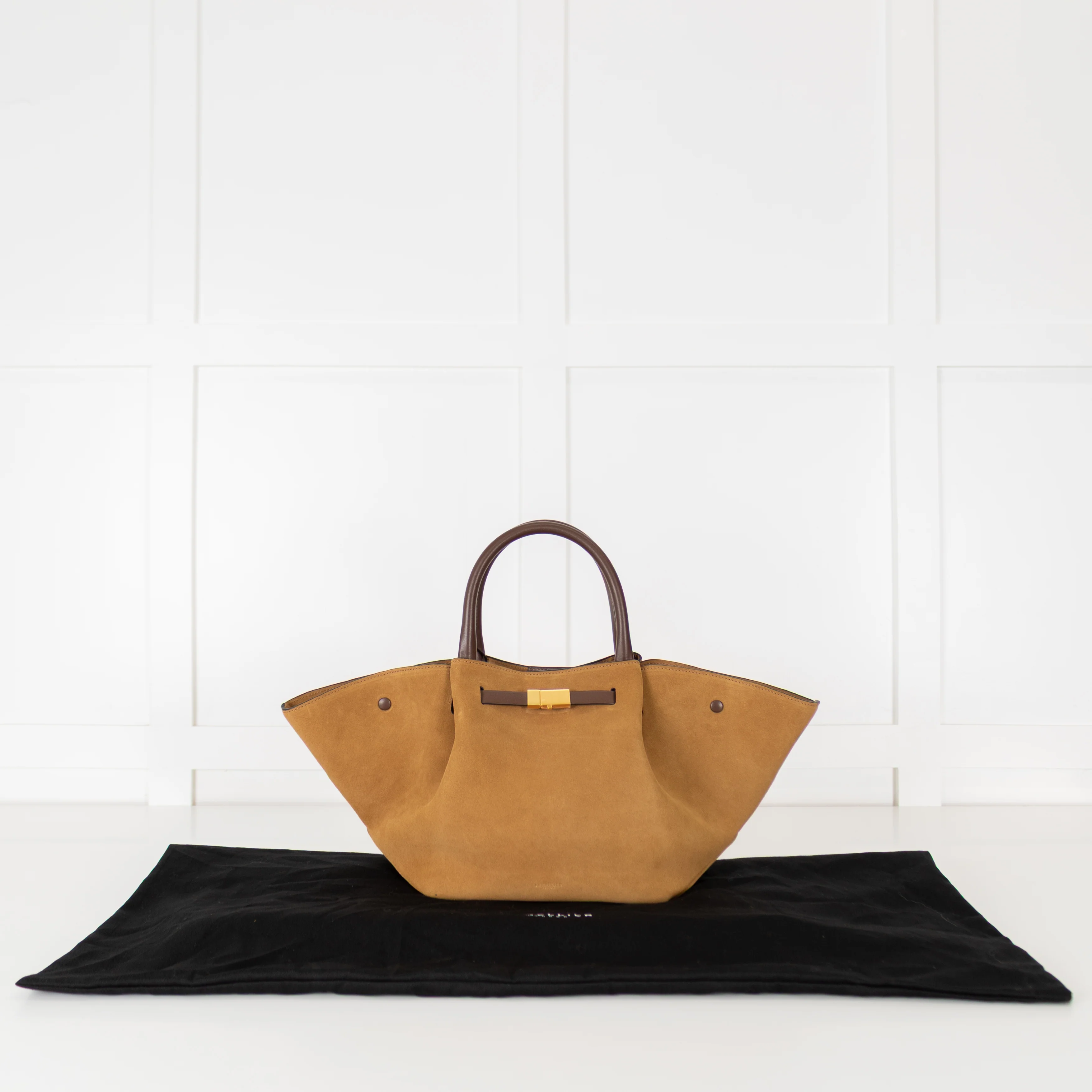 DeMellier New York Gold Tan Suede Midi Tote - Image 3