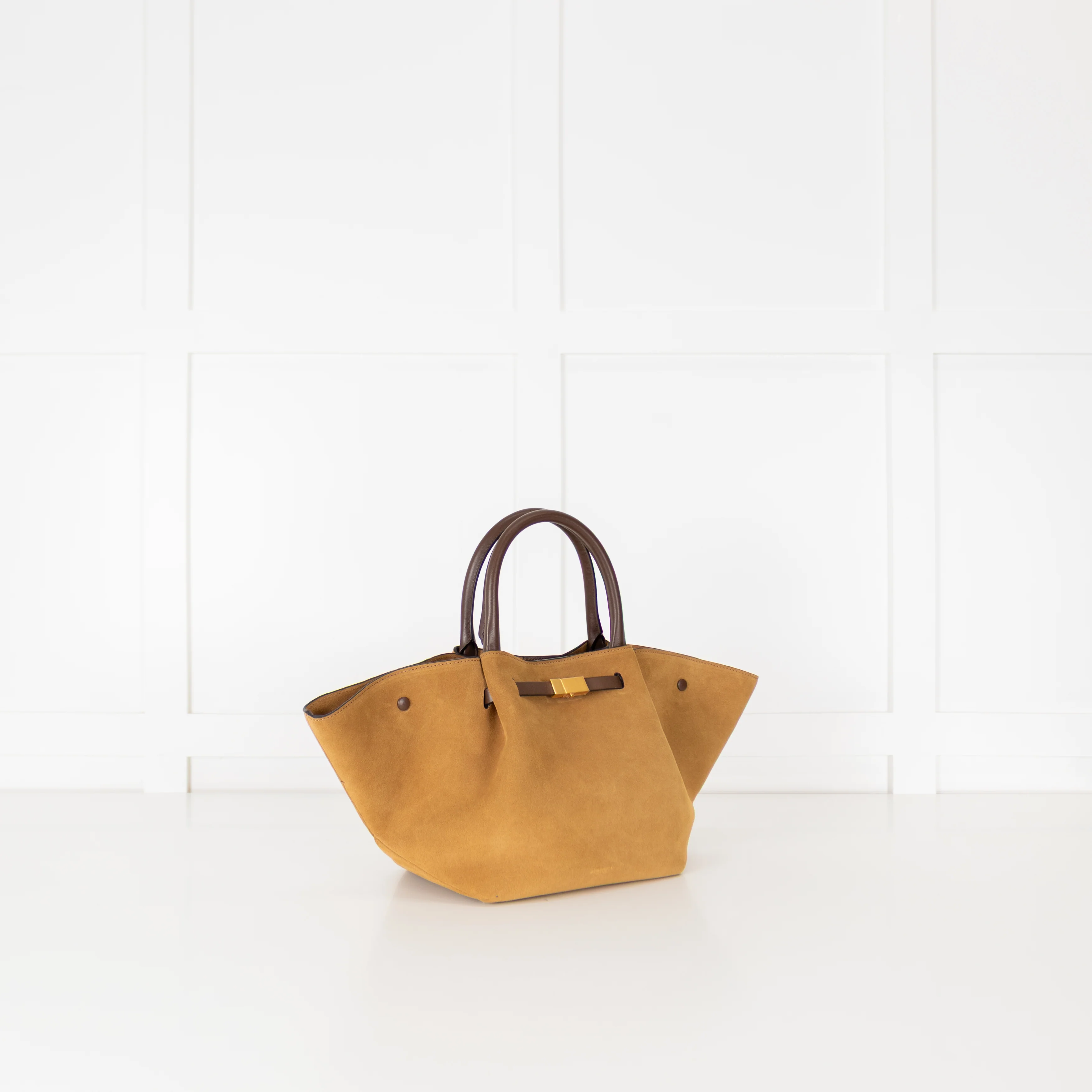 DeMellier New York Gold Tan Suede Midi Tote - Image 4