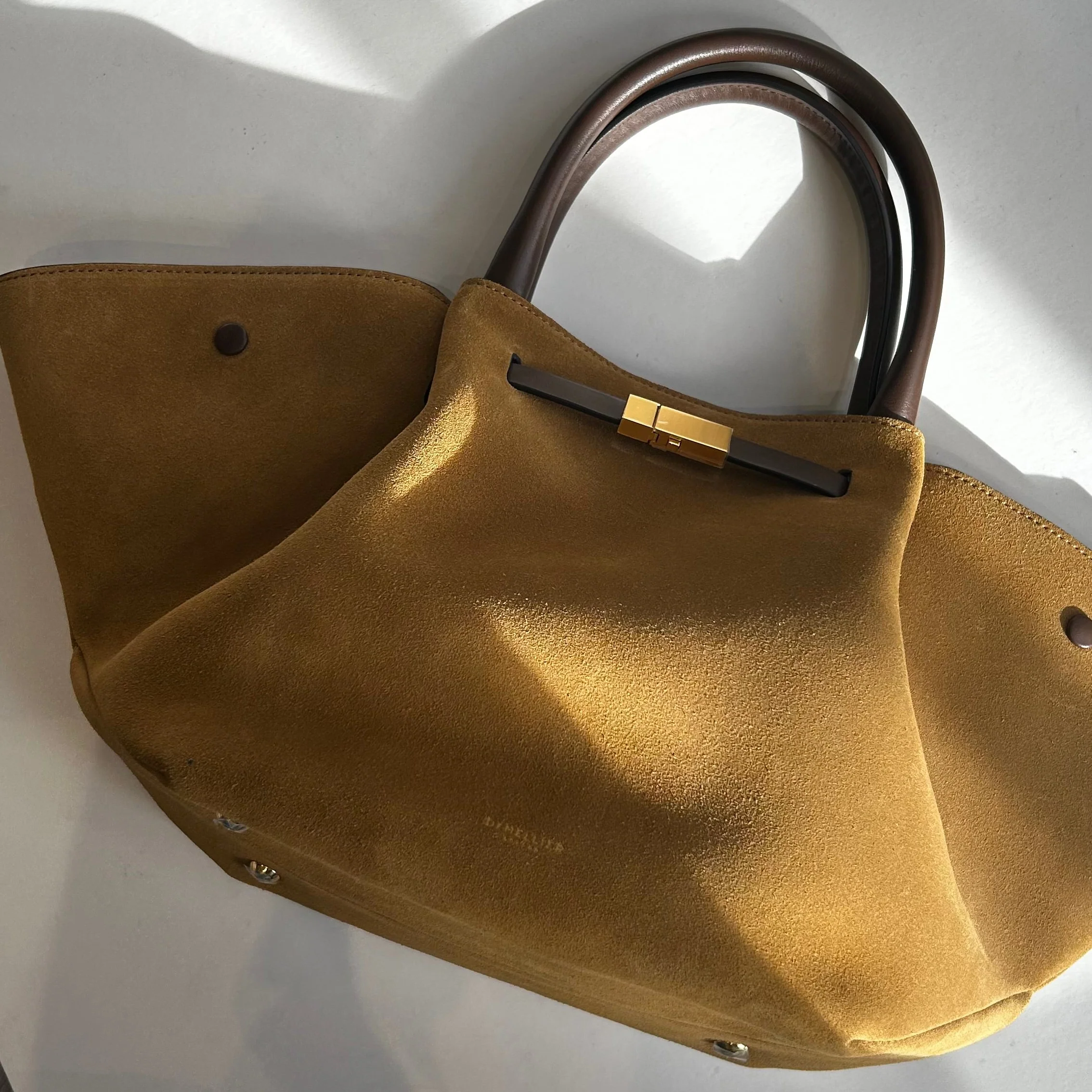 DeMellier New York Gold Tan Suede Midi Tote - Image 8