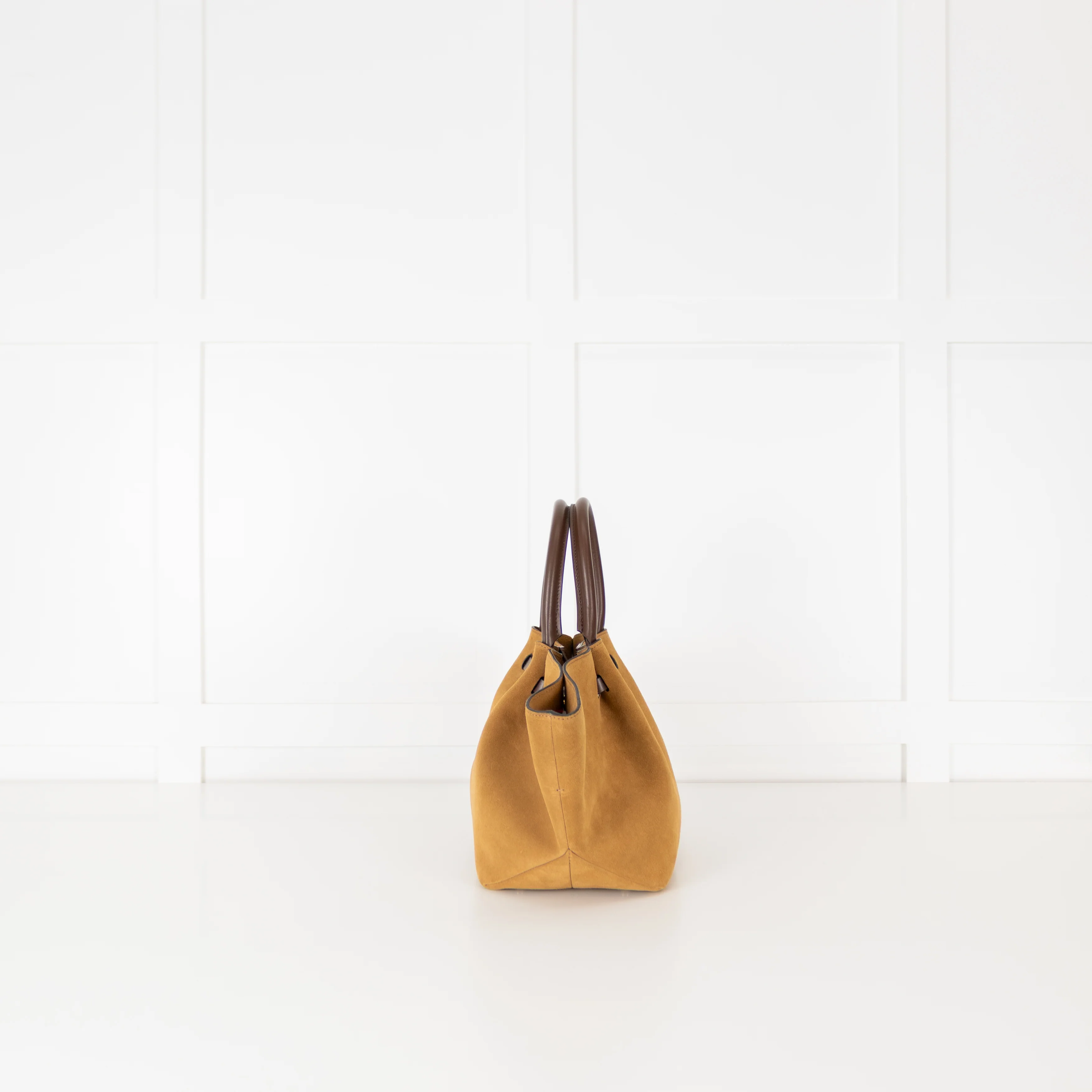 DeMellier New York Gold Tan Suede Midi Tote - Image 9