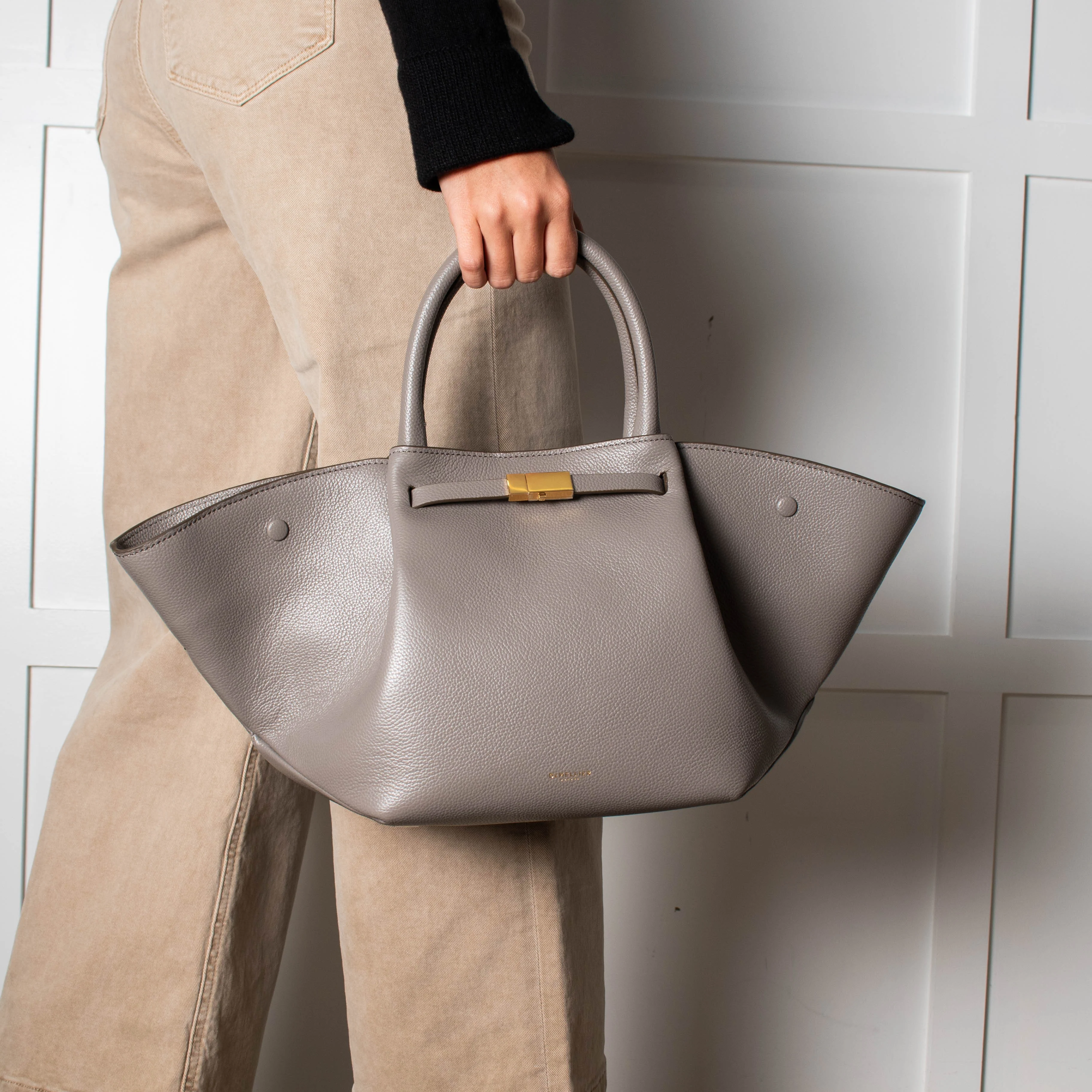 DeMellier Taupe Leather Midi New York Tote - Image 6