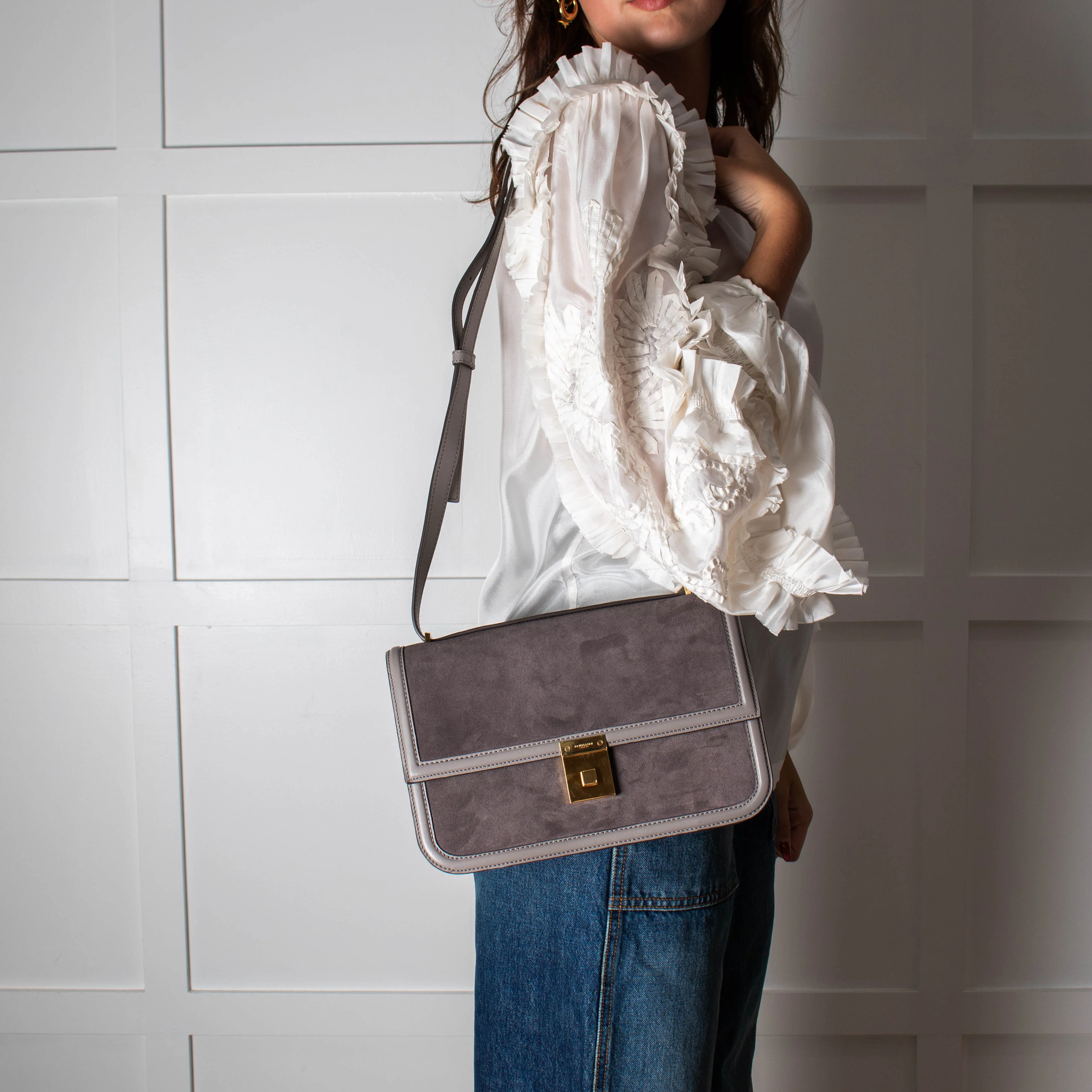 DeMellier Paris Grey Suede Shoulder Bag - Image 8