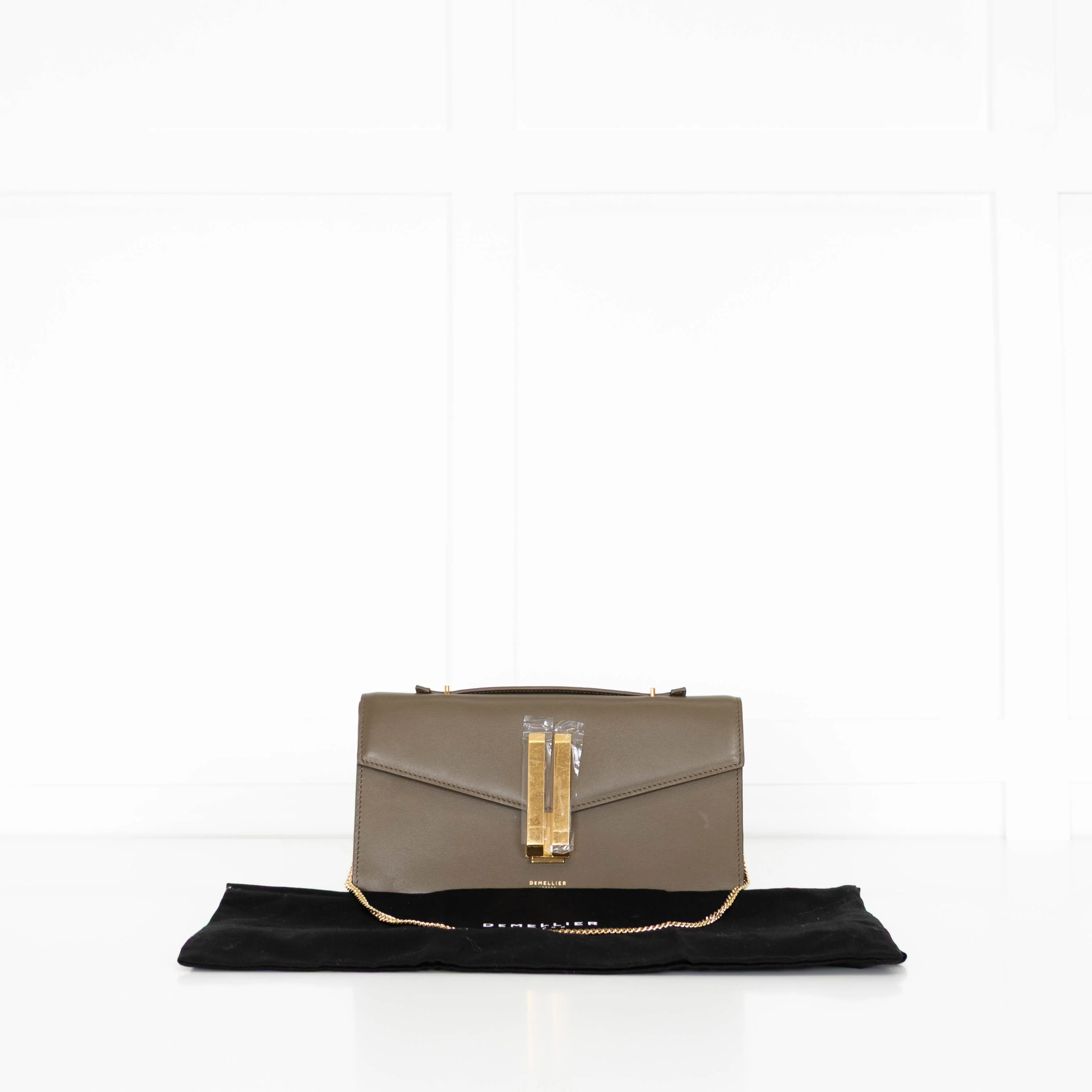 DeMellier Vancouver Olive Green Leather Clutch Bag - Image 3