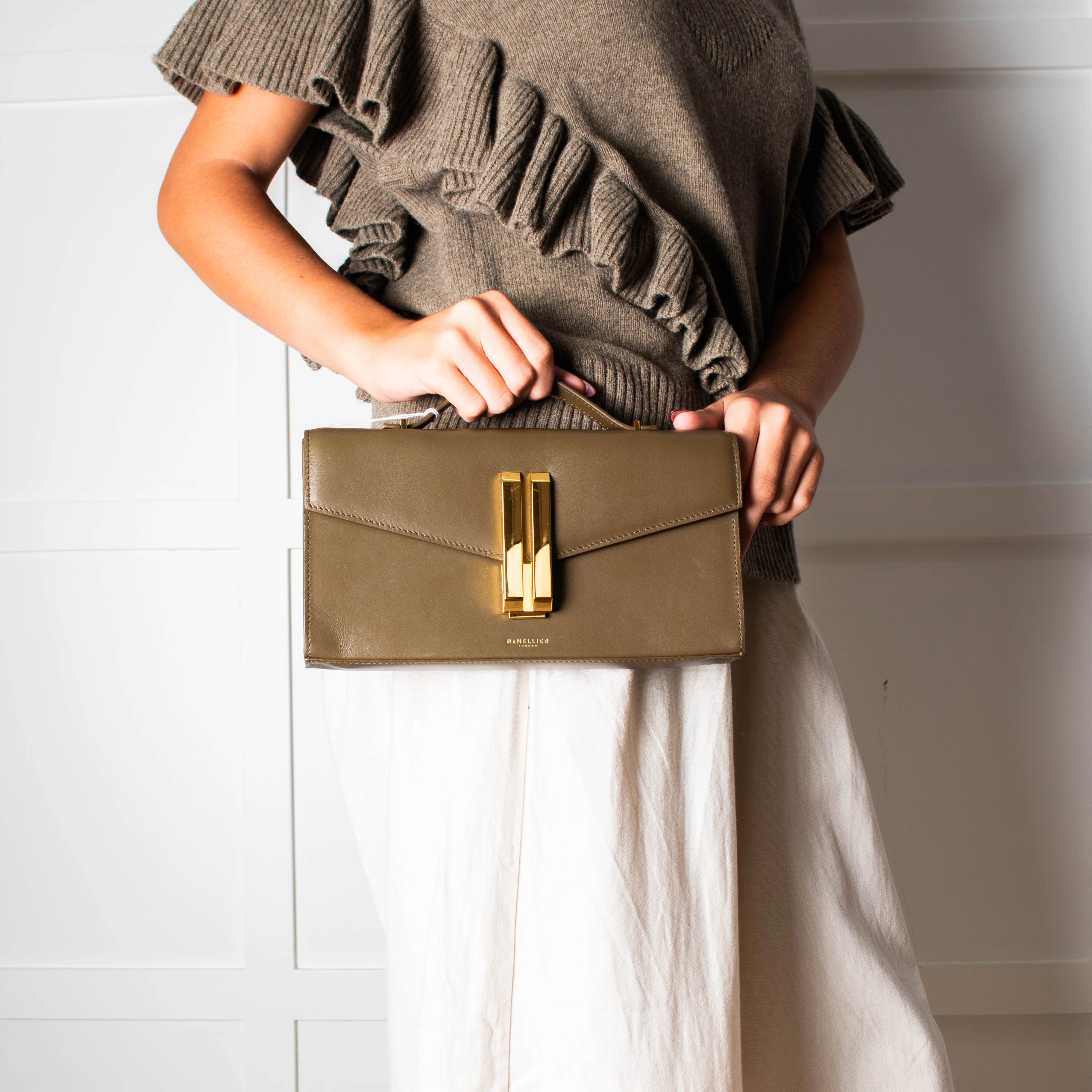 DeMellier Vancouver Olive Green Leather Clutch Bag - Image 4