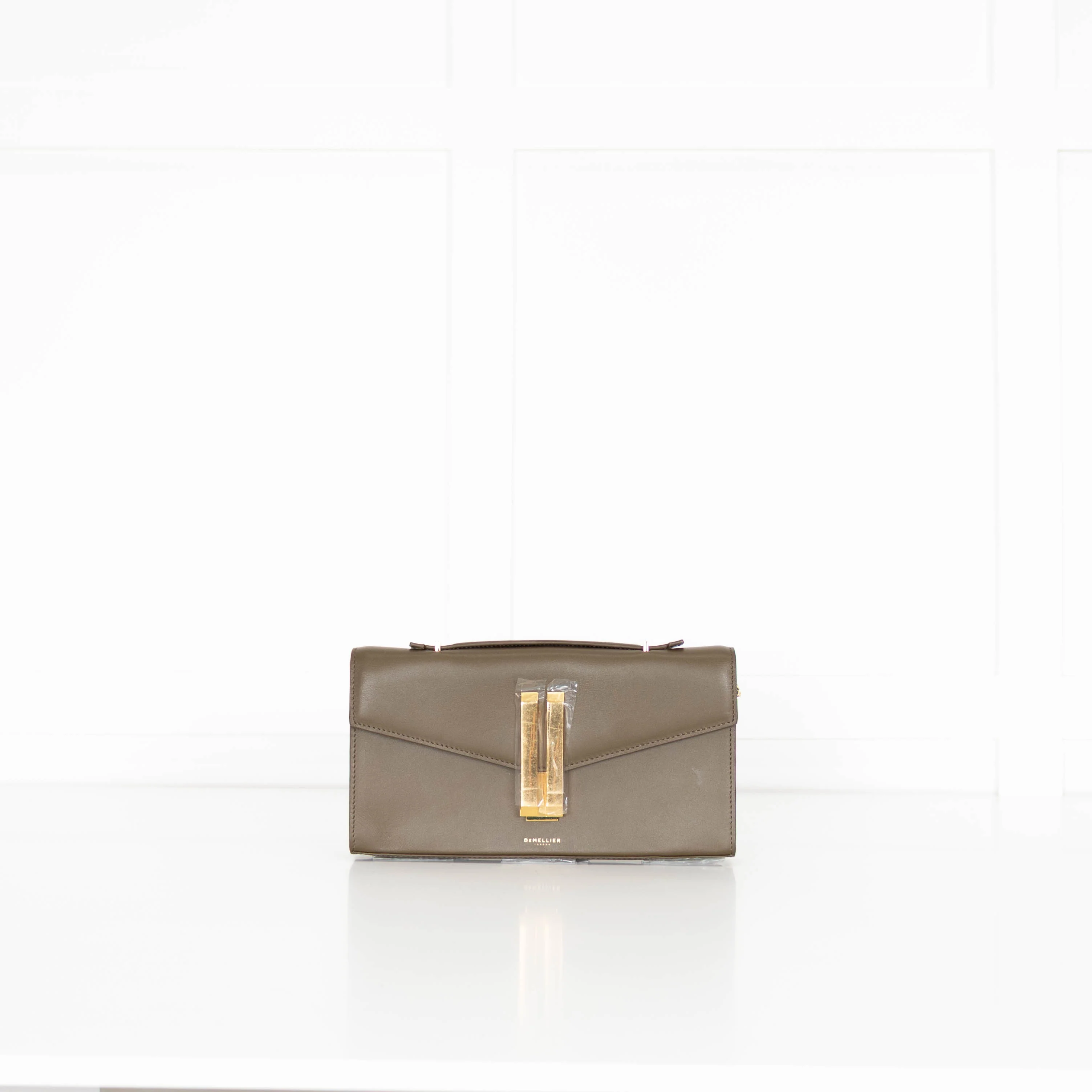 DeMellier Vancouver Olive Green Leather Clutch Bag - Image 5