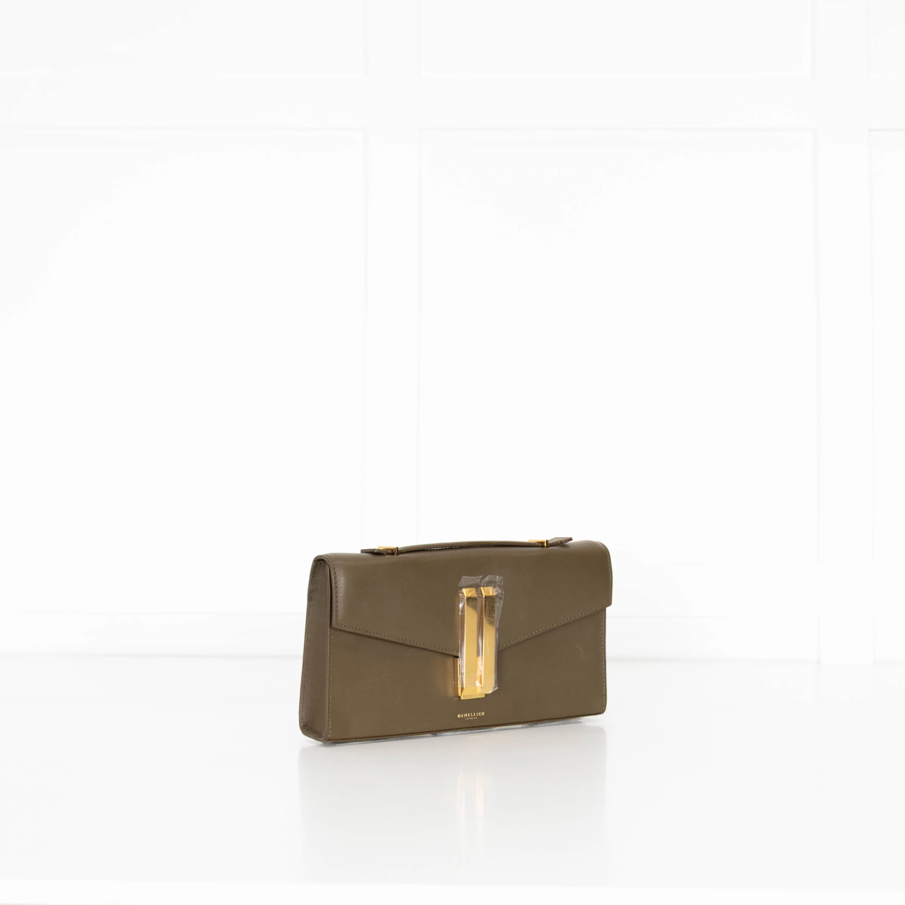 DeMellier Vancouver Olive Green Leather Clutch Bag - Image 6