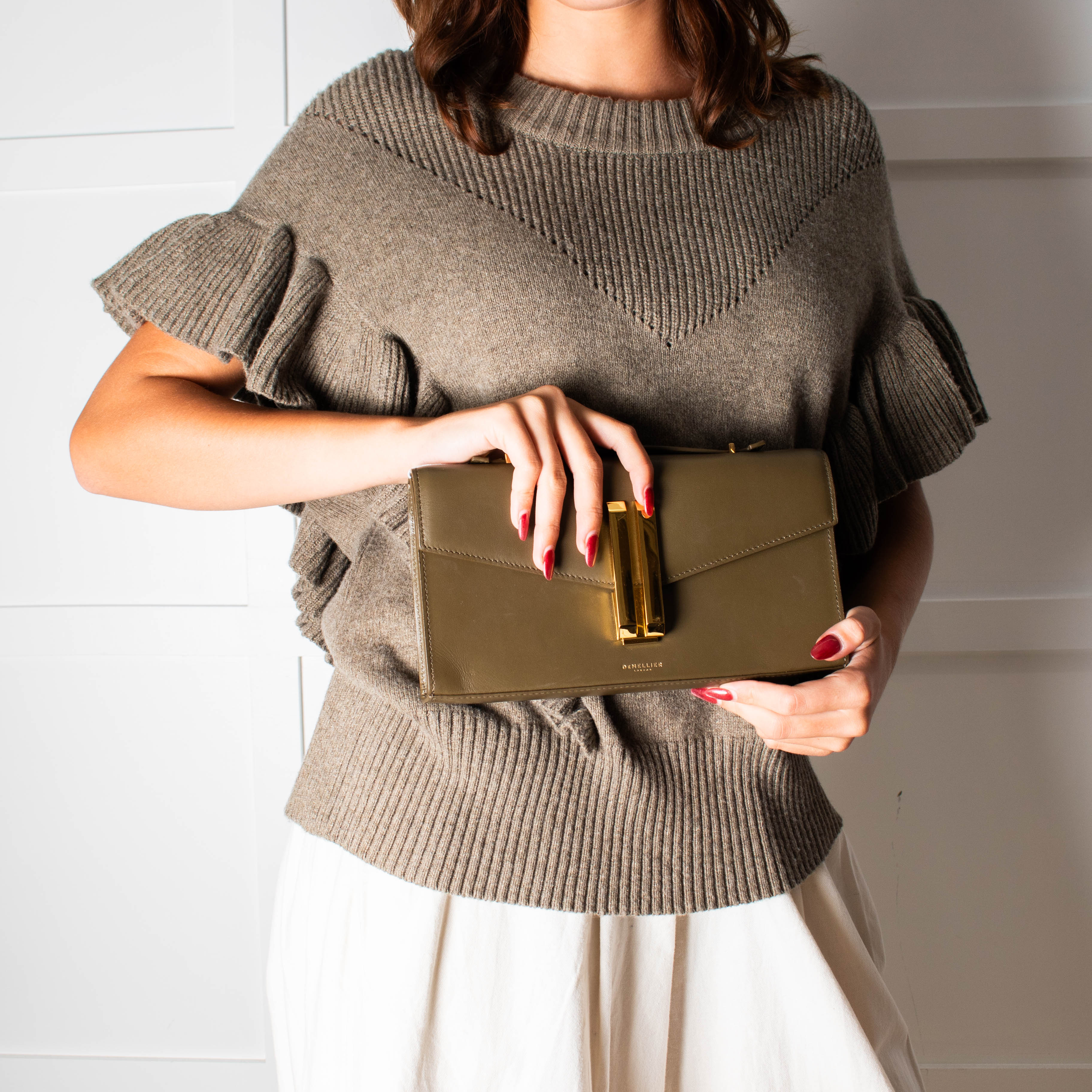 DeMellier Vancouver Olive Green Leather Clutch Bag - Image 7
