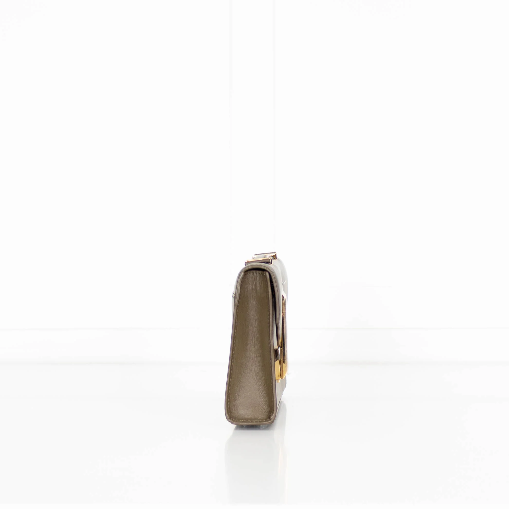 DeMellier Vancouver Olive Green Leather Clutch Bag - Image 8