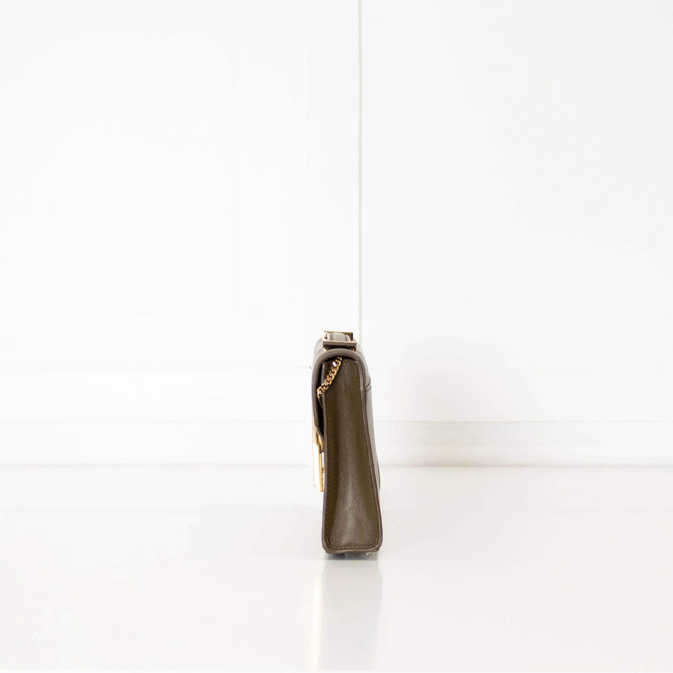DeMellier Vancouver Olive Green Leather Clutch Bag - Image 9