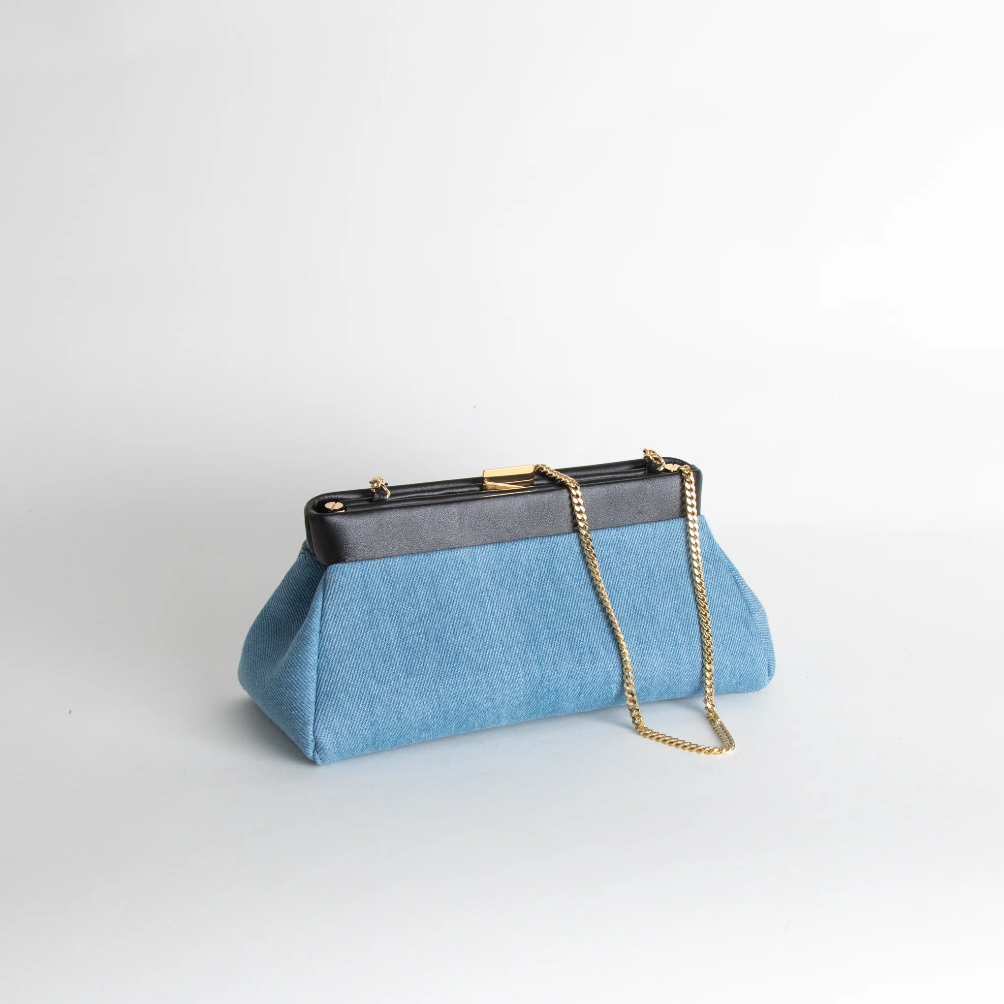 Demellier Pale Blue Denim Cannes Slim Clutch Bag - Image 2