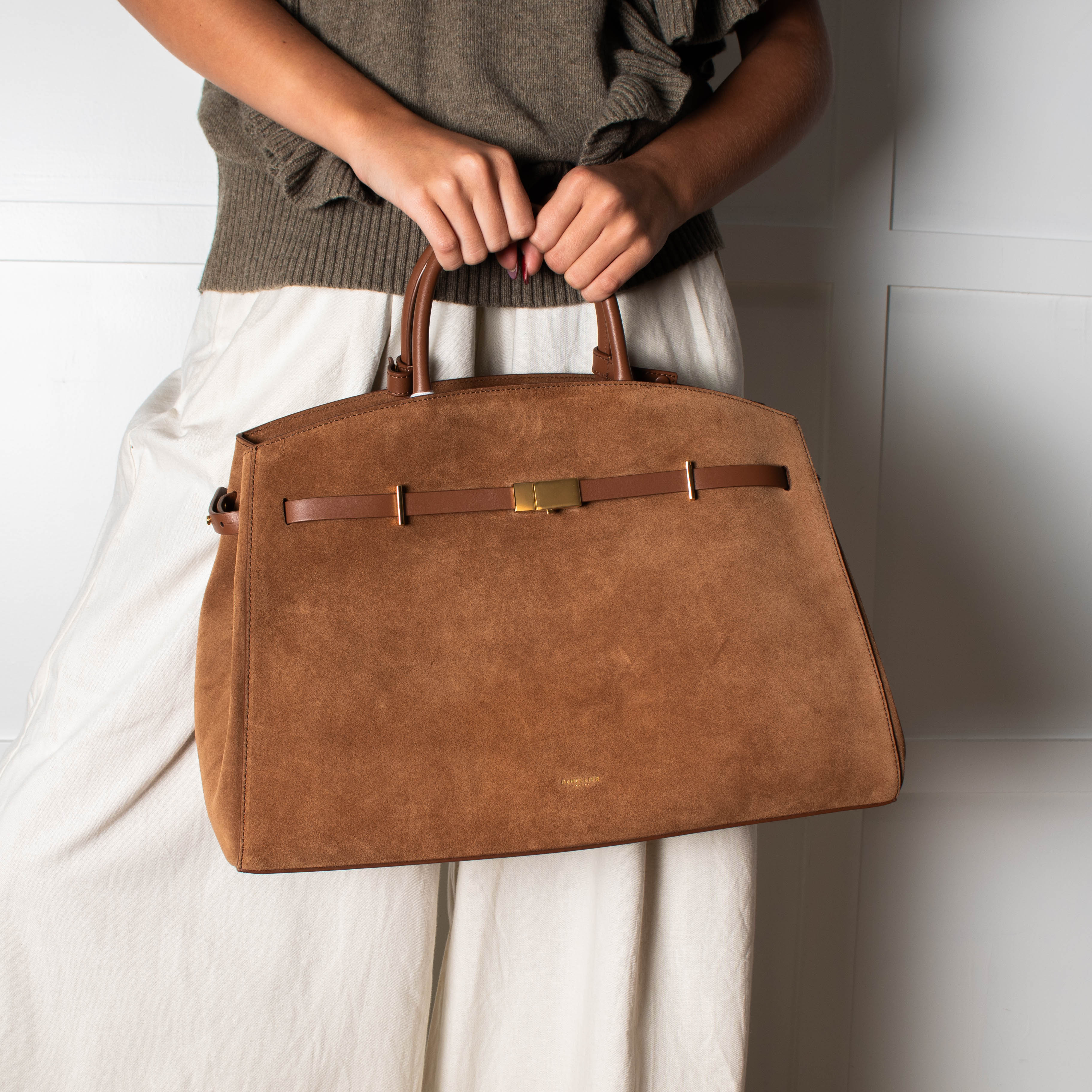 DeMellier Tan Suede Hudson Tote Bag - Image 4