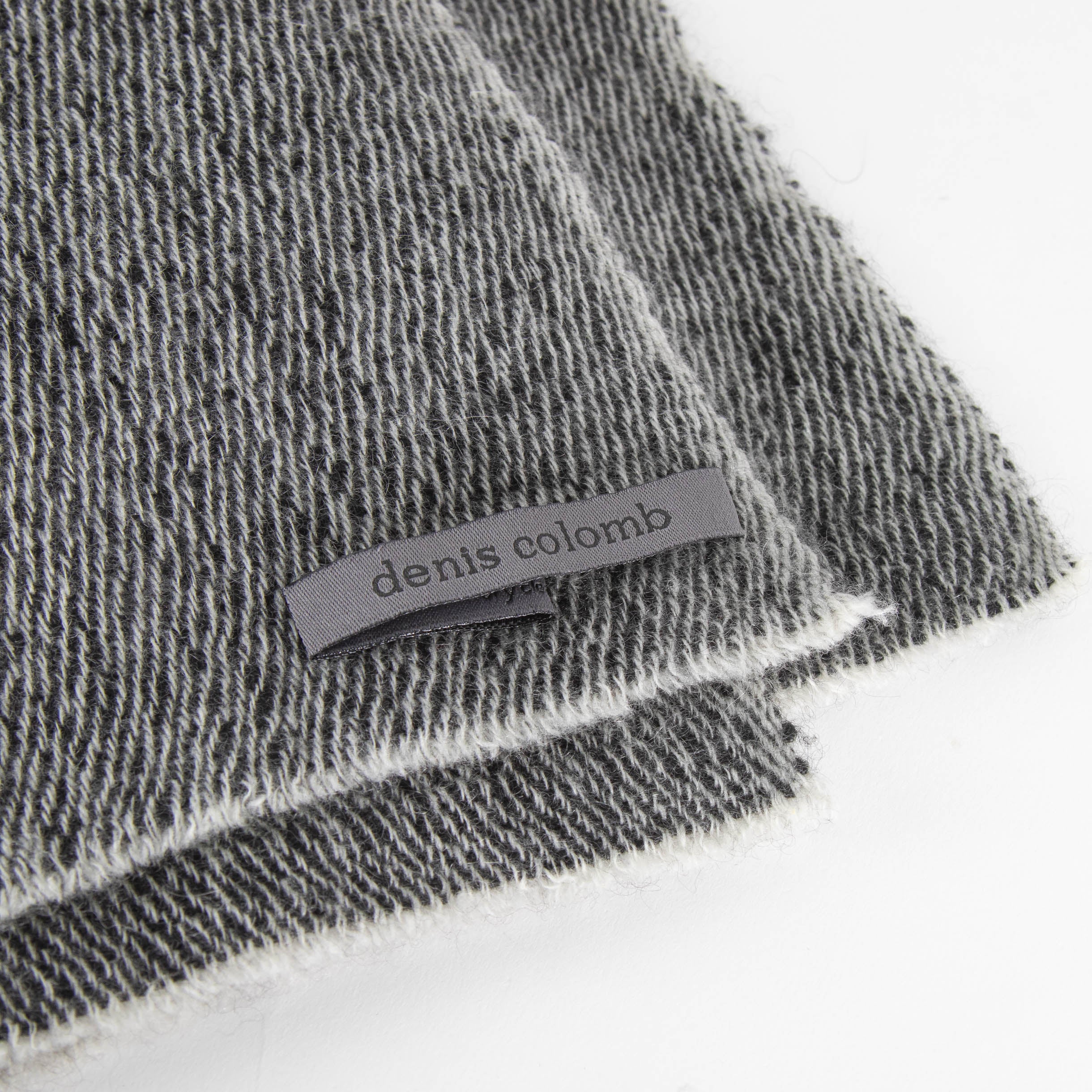 Denis Colomb Black and White Woven Scarf with Raw Hem - Image 2