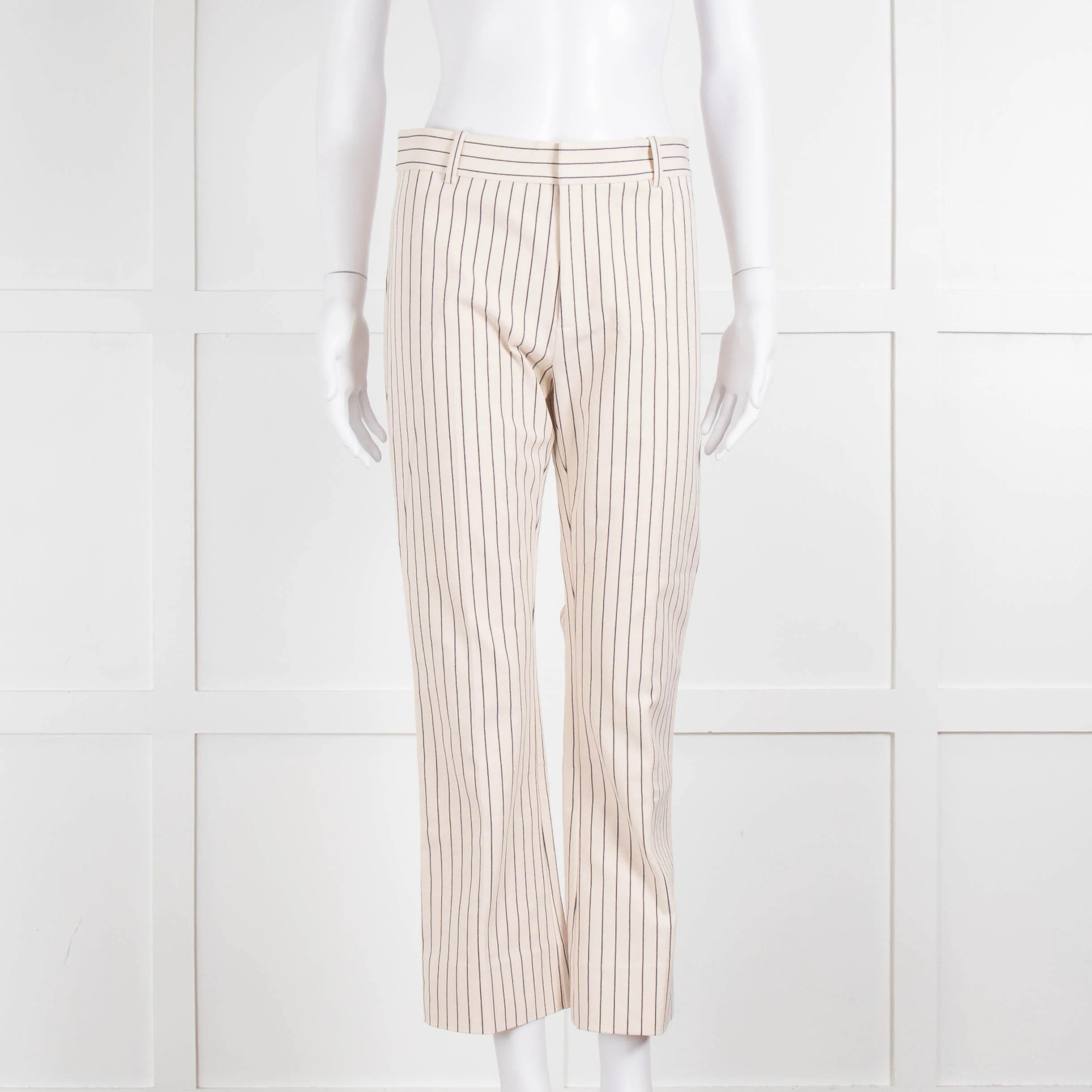 DEREK LAM 10 CROSBY Cream Trousers With Black Pin Stripe