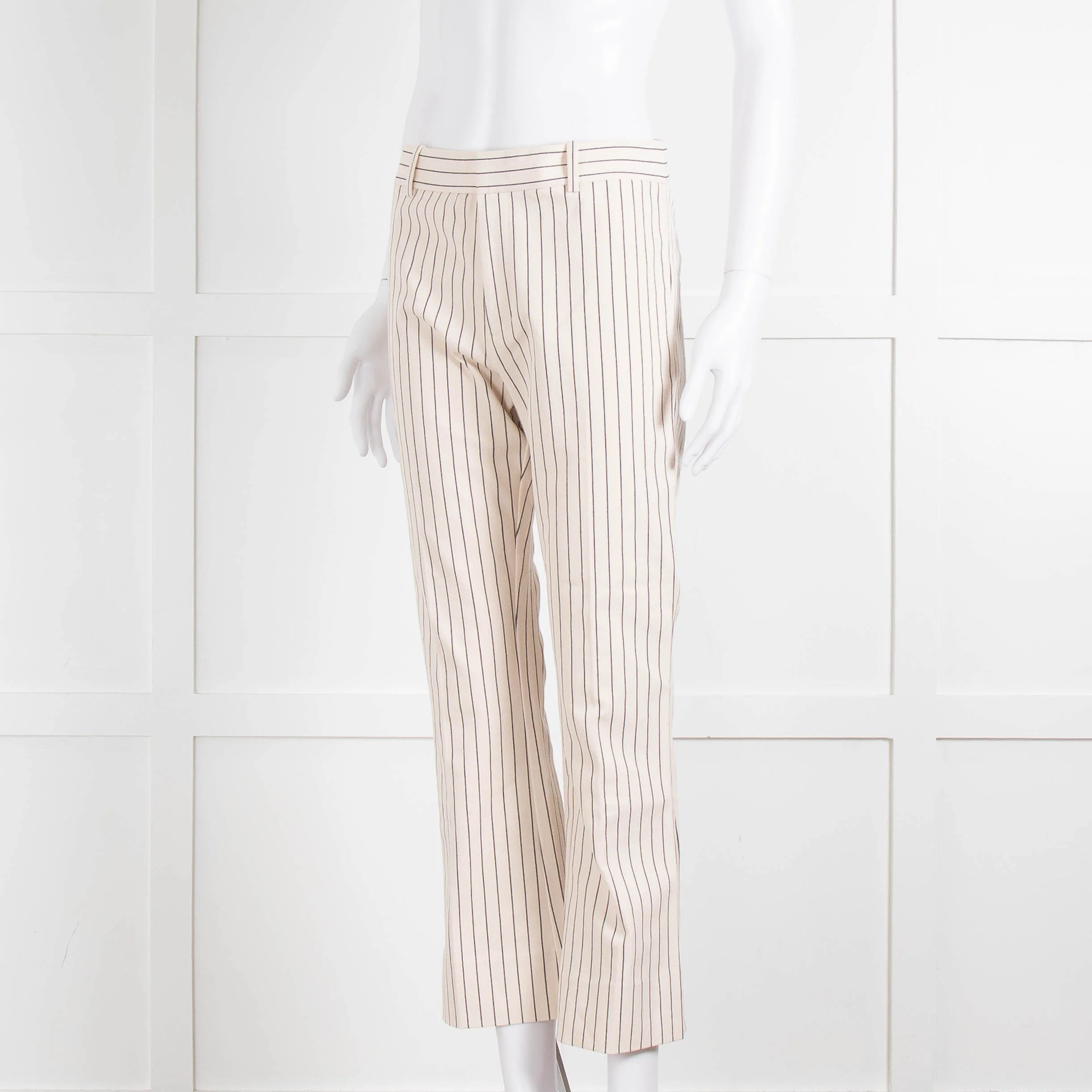 DEREK LAM 10 CROSBY Cream Trousers With Black Pin Stripe - Image 8