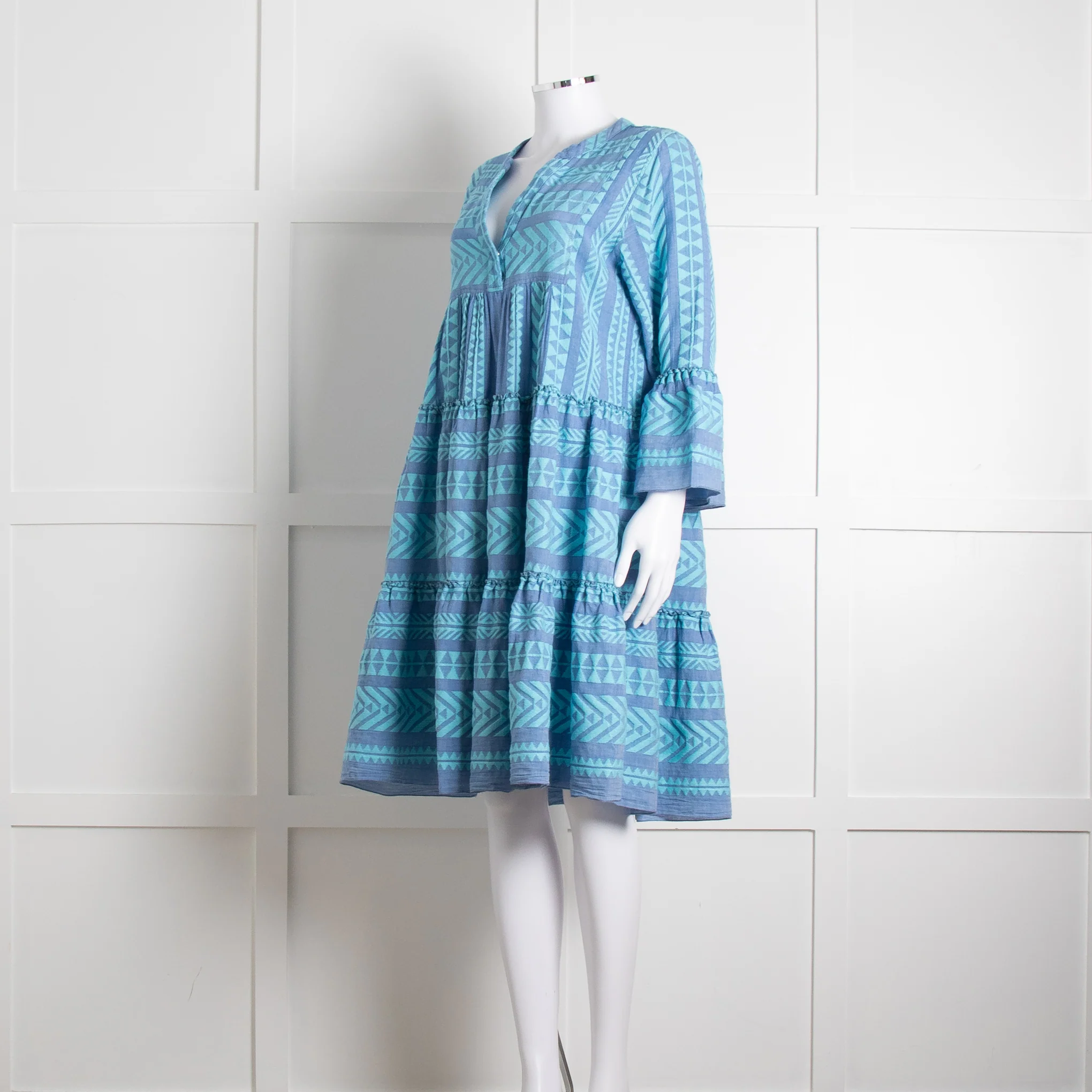 Devotion Twins Blue Turquoise Tiered Kaftan Dress - Image 8