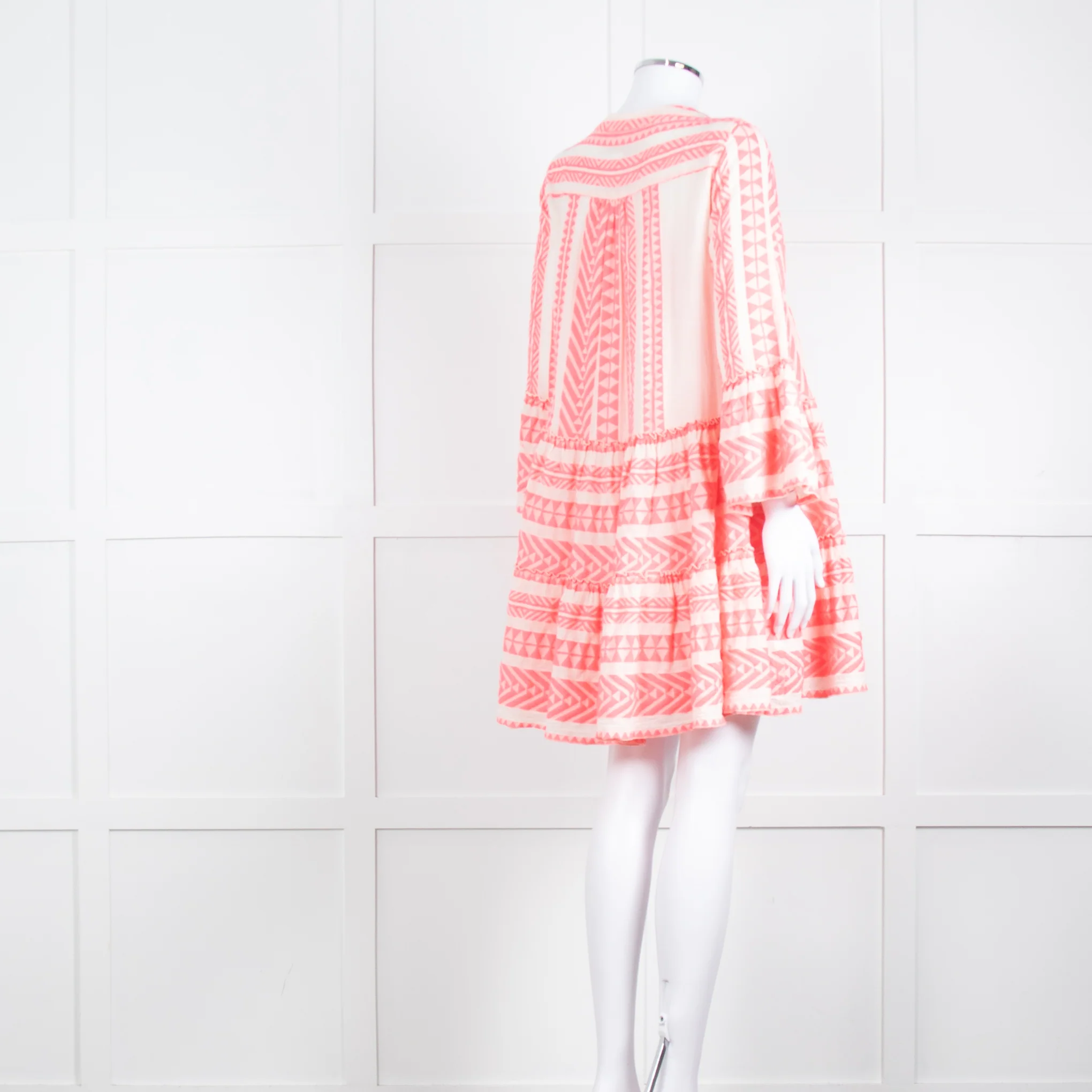 Devotion Twins Cream Neon Pink Long Sleeve Kaftan Dress - Image 4