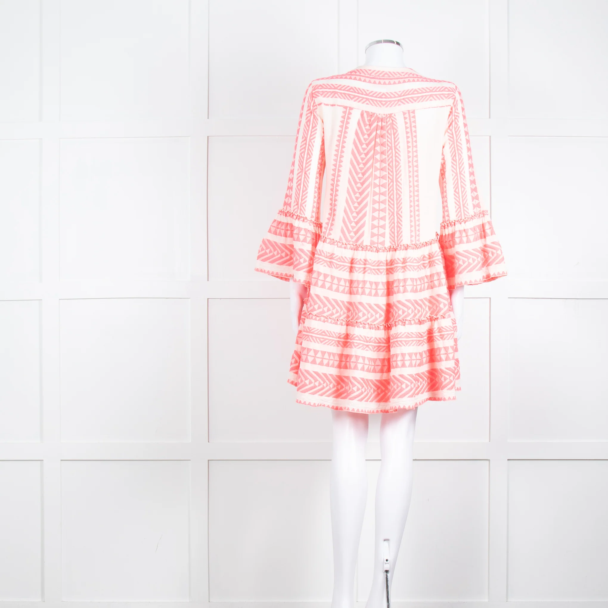 Devotion Twins Cream Neon Pink Long Sleeve Kaftan Dress - Image 5