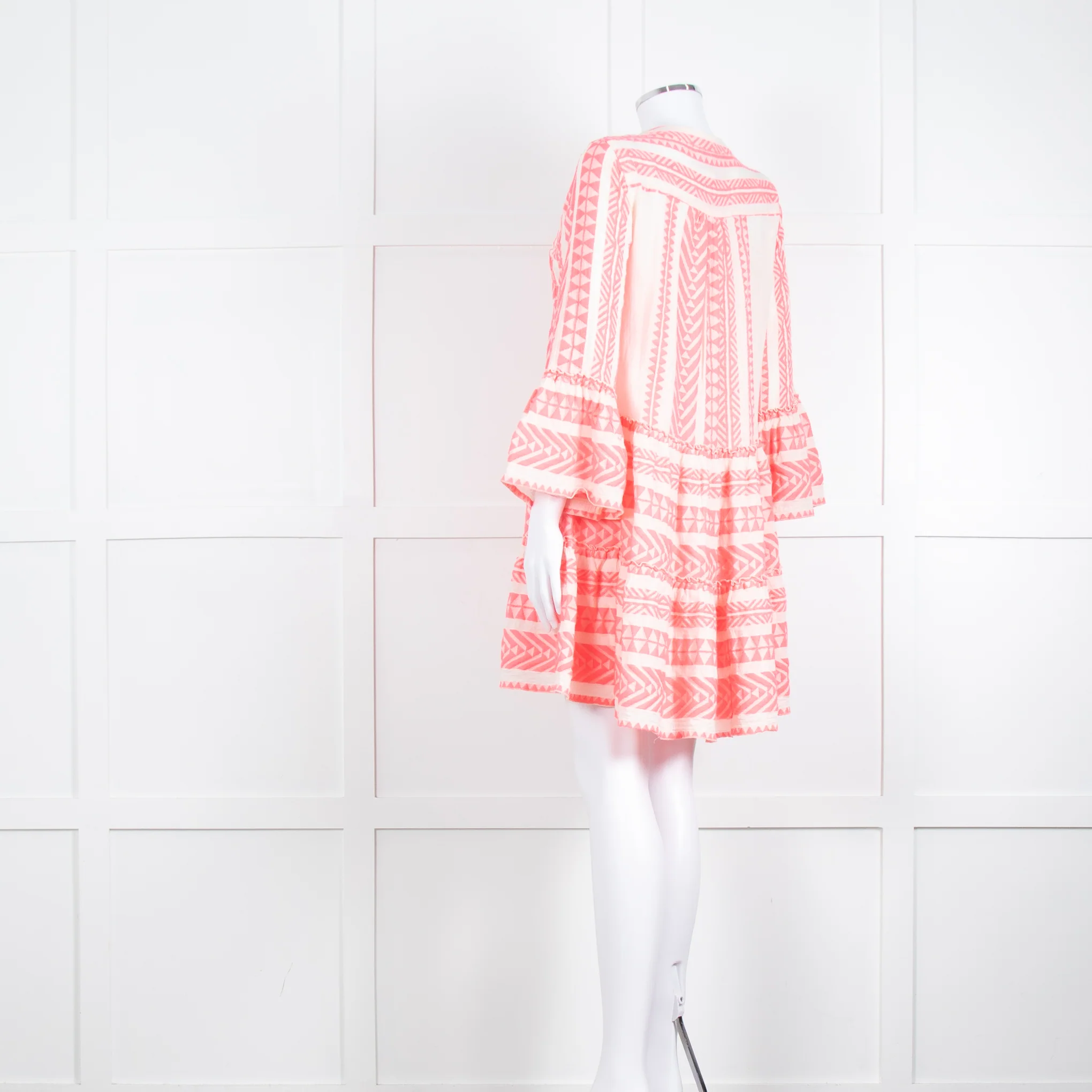 Devotion Twins Cream Neon Pink Long Sleeve Kaftan Dress - Image 6
