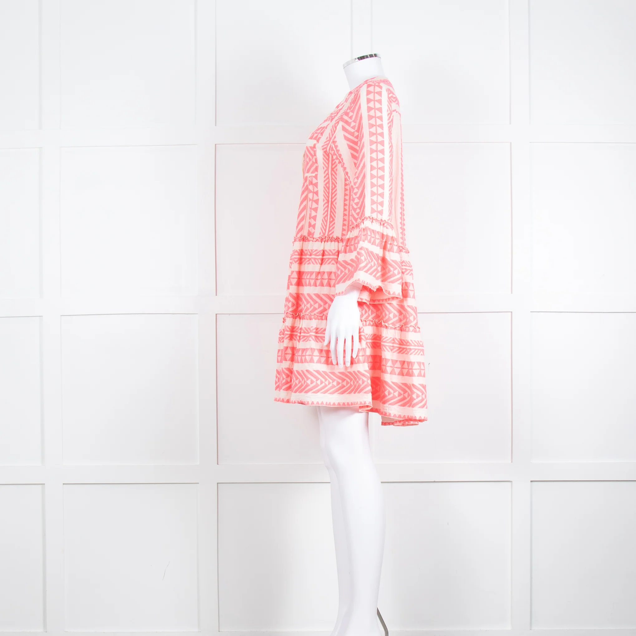 Devotion Twins Cream Neon Pink Long Sleeve Kaftan Dress - Image 7