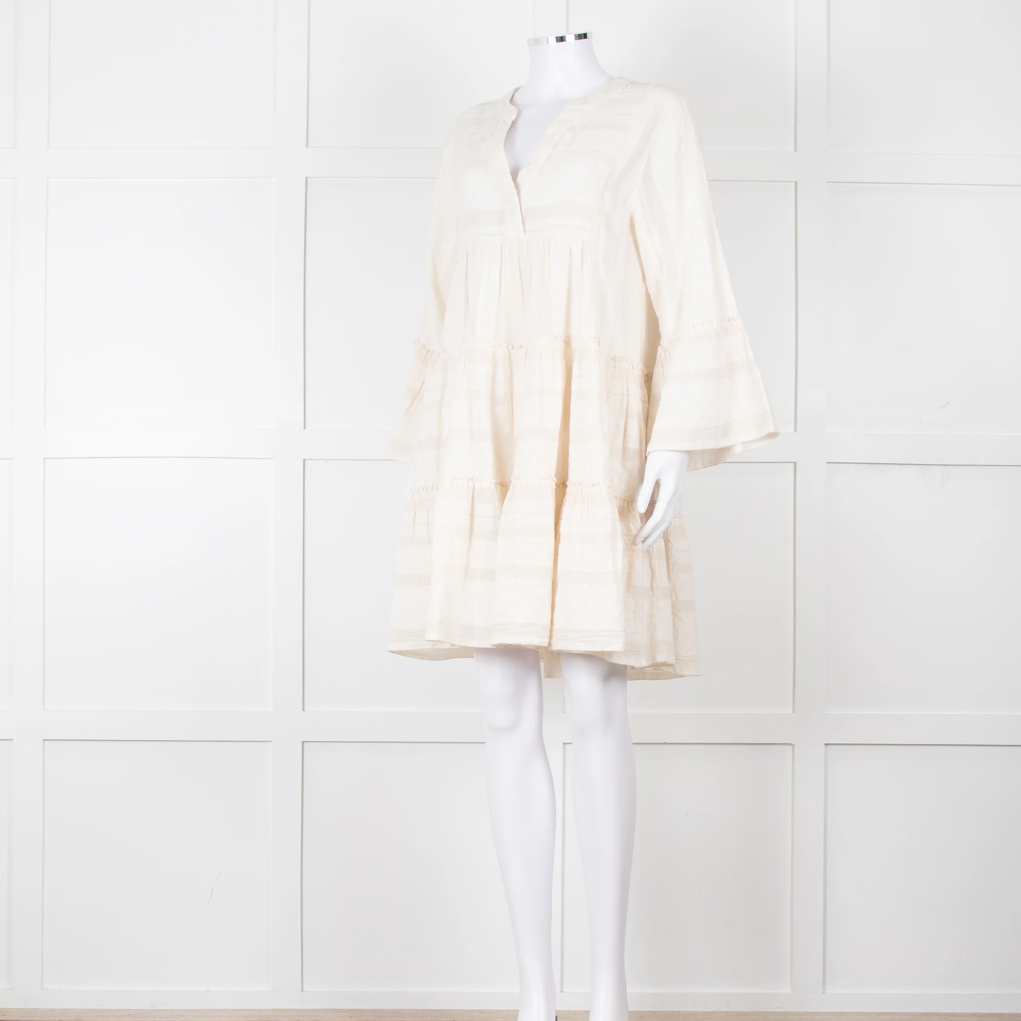 Devotion Twins Cream Tiered Mini Dress - Image 2