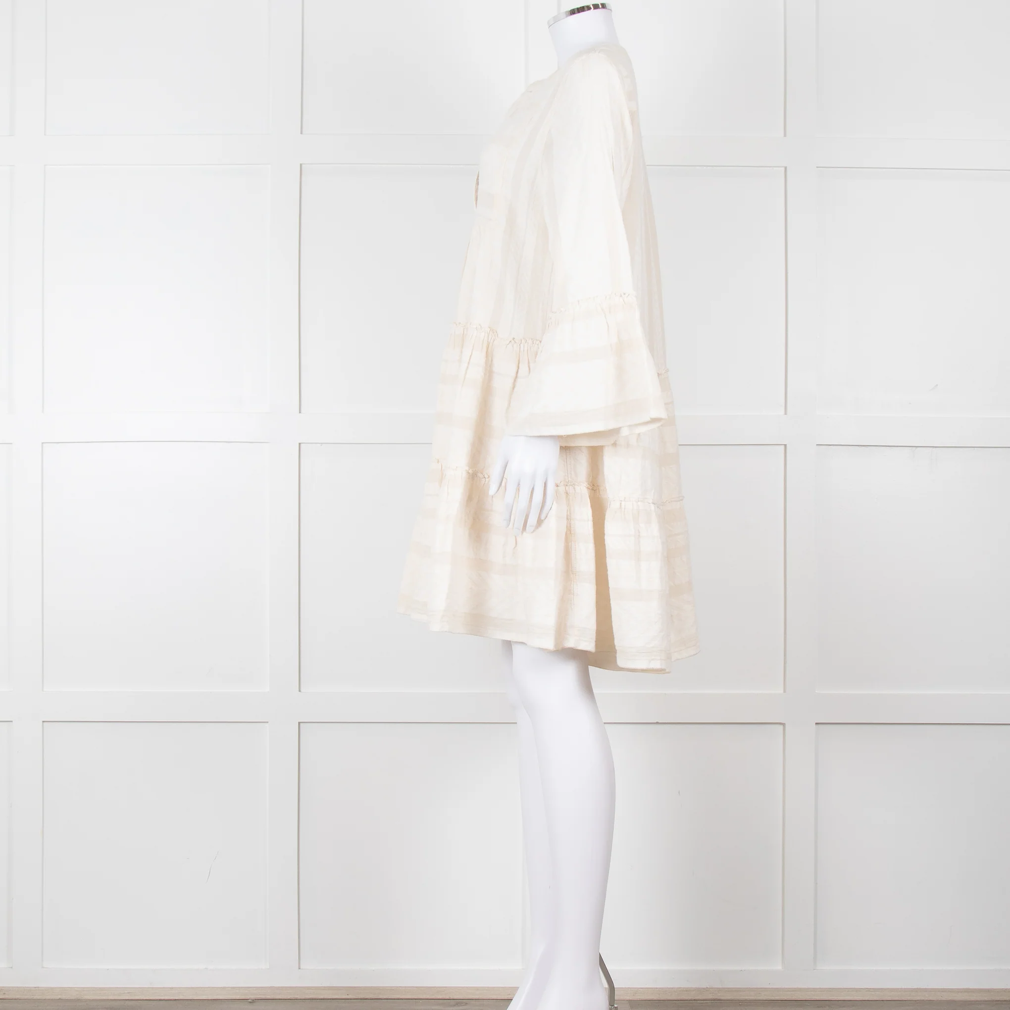 Devotion Twins Cream Tiered Mini Dress - Image 3