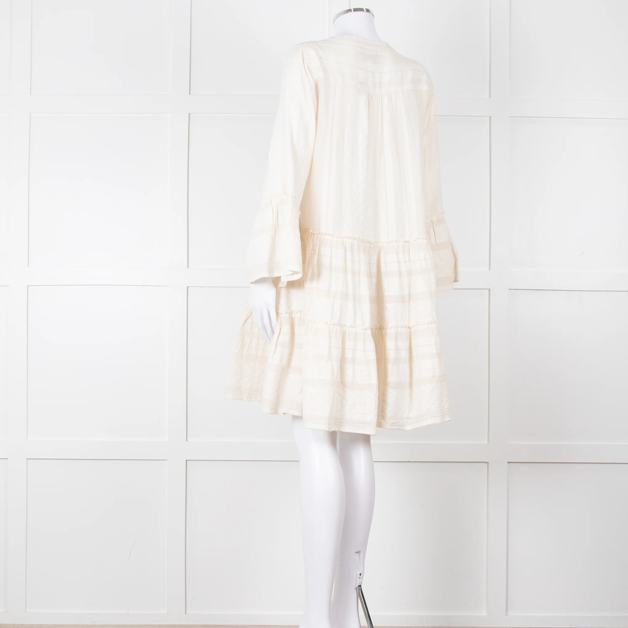 Devotion Twins Cream Tiered Mini Dress - Image 4