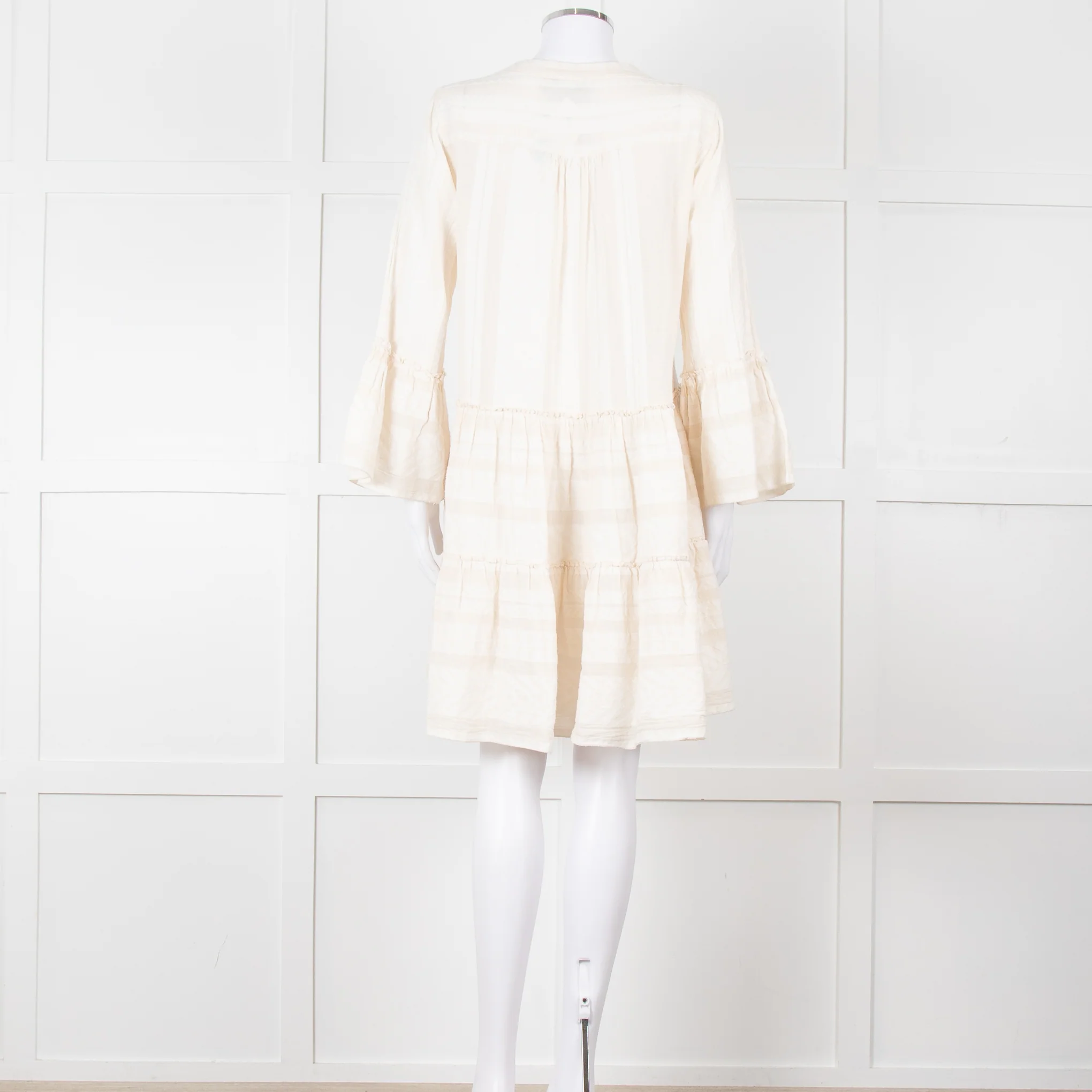Devotion Twins Cream Tiered Mini Dress - Image 5