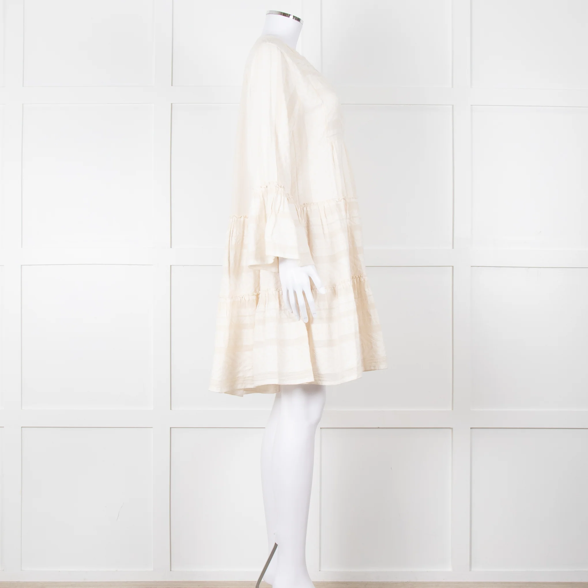 Devotion Twins Cream Tiered Mini Dress - Image 7