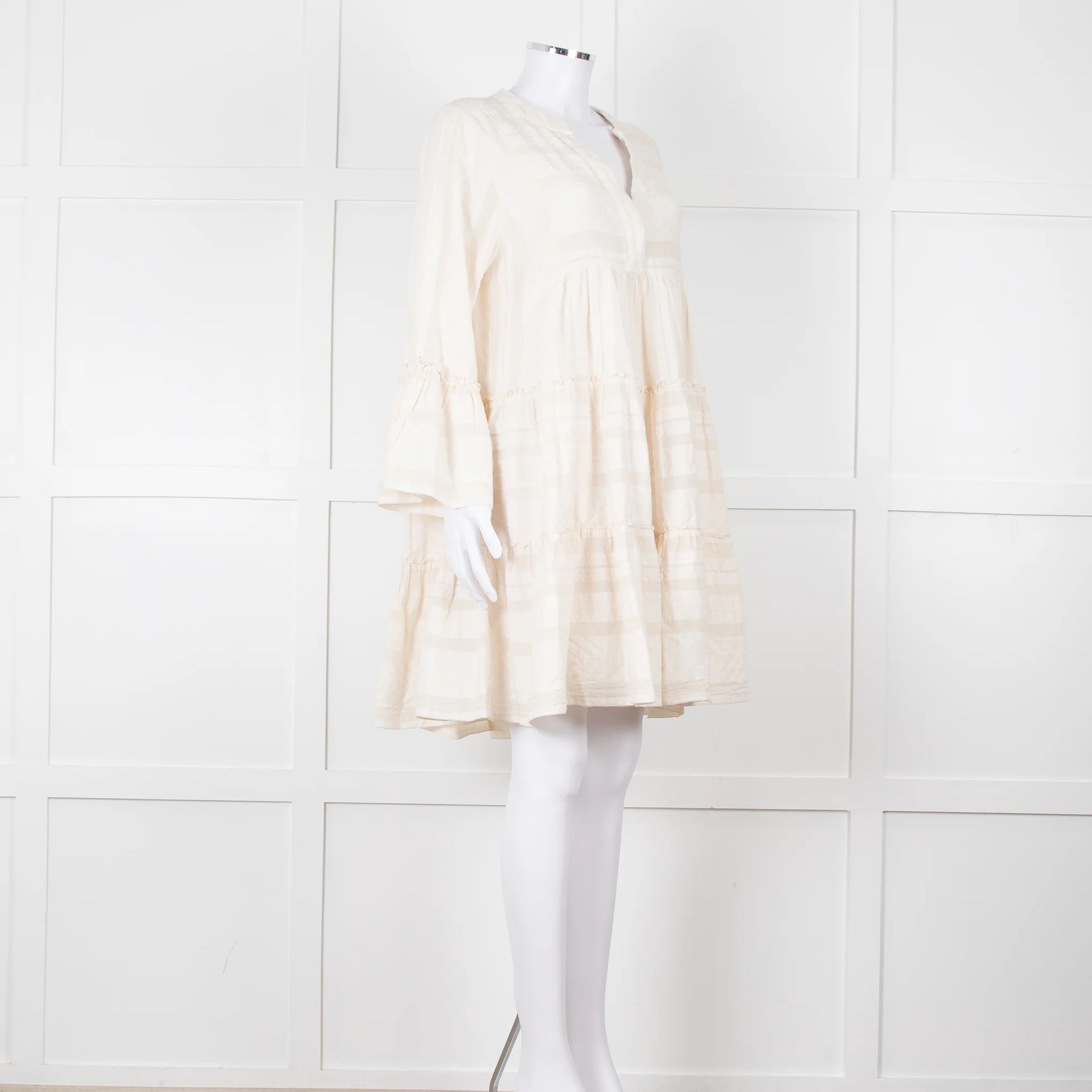Devotion Twins Cream Tiered Mini Dress - Image 8