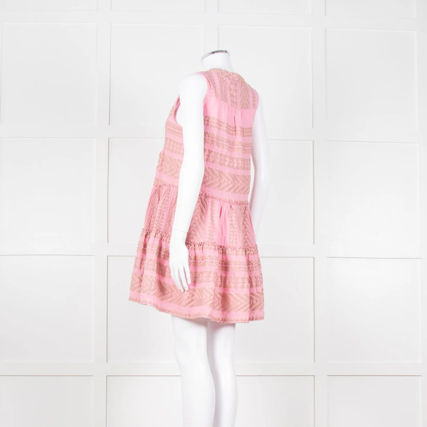 Devotion Twins Pink Beige Cotton Sleeveless Tiered Dress - Image 6