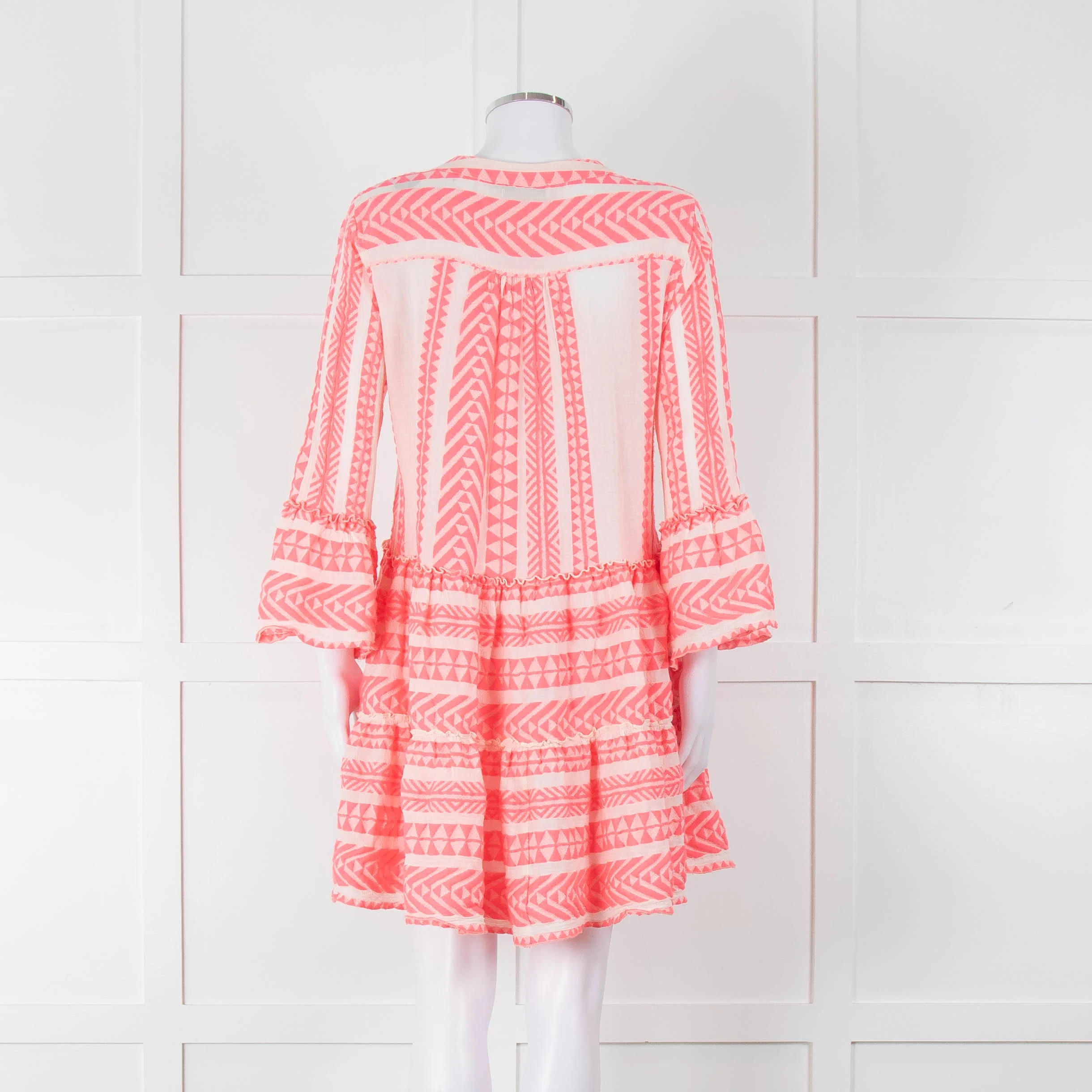 Devotion Twins White Neon Pink Tiered Short Kaftan - Image 5