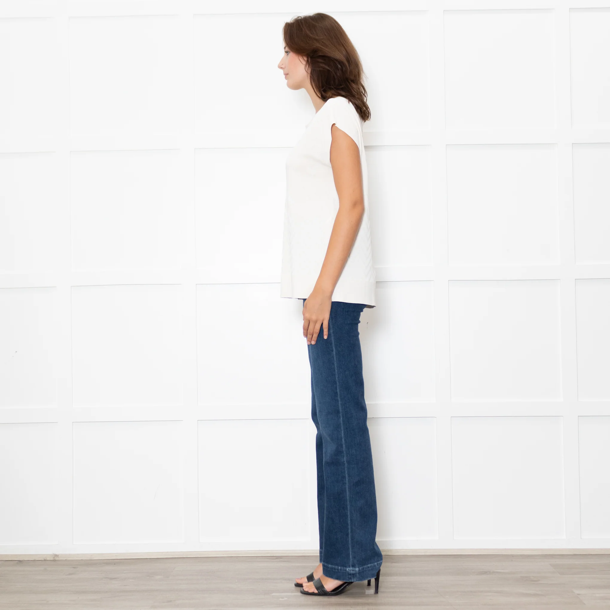 D'Exterior Cream Cap Sleeve Zigzag Pattern Top - Image 4