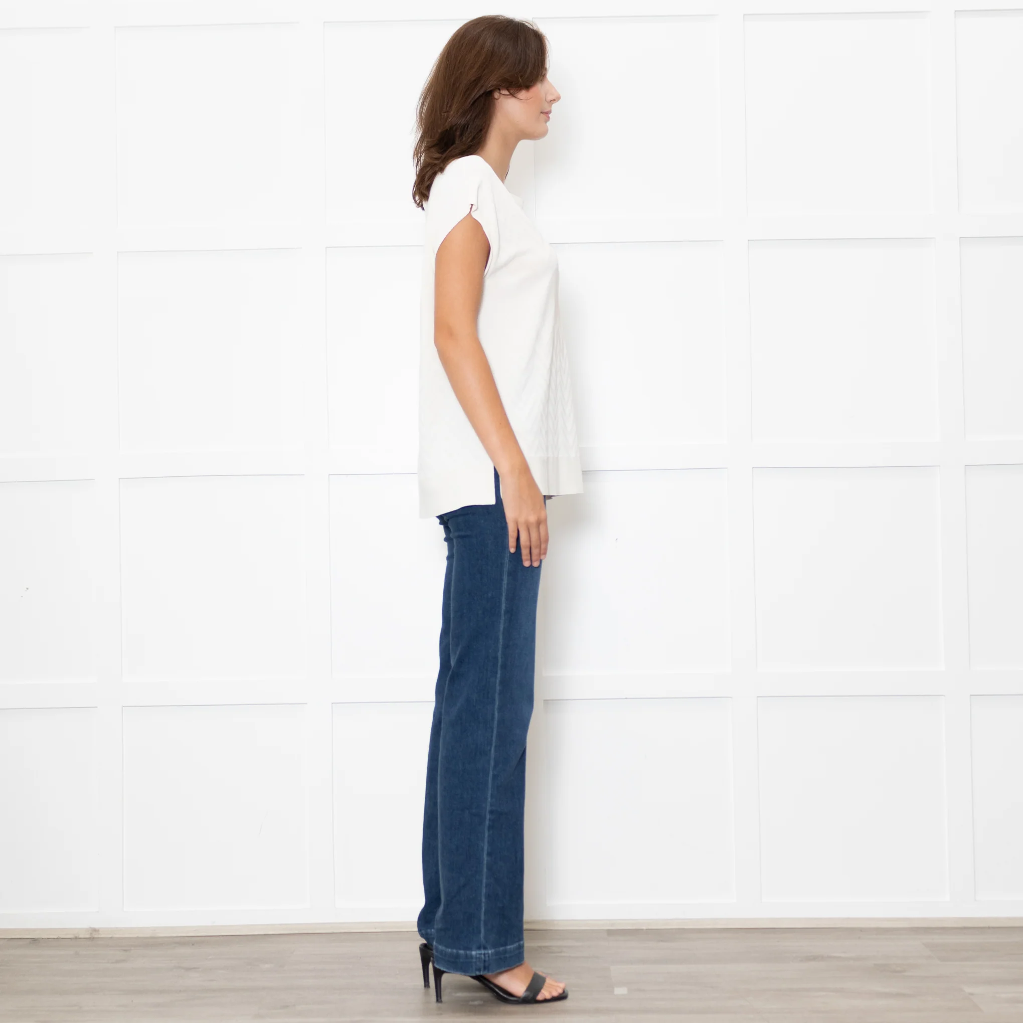 D'Exterior Cream Cap Sleeve Zigzag Pattern Top - Image 6
