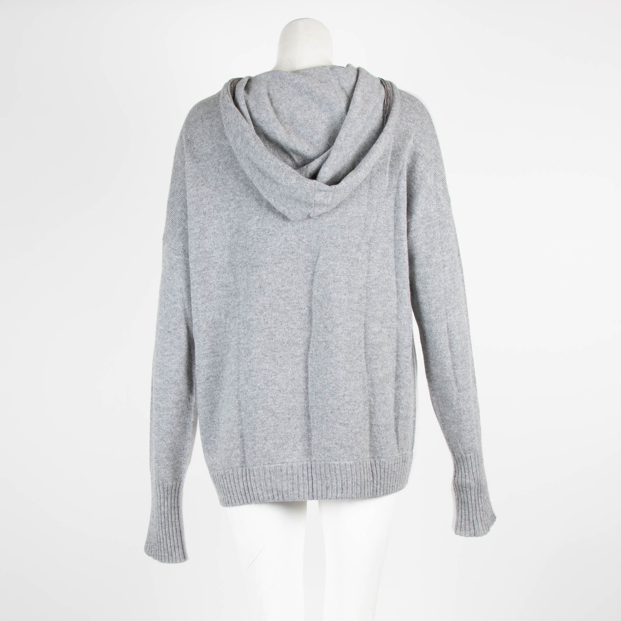 D'Exterior Grey Hooded Cashmere Jumper - Image 3