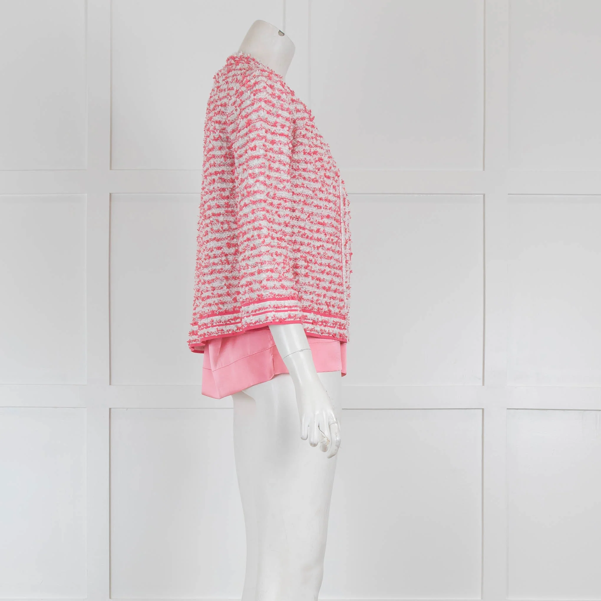 D'Exterior Pink Silk Vest with Boucle Neck - Image 2