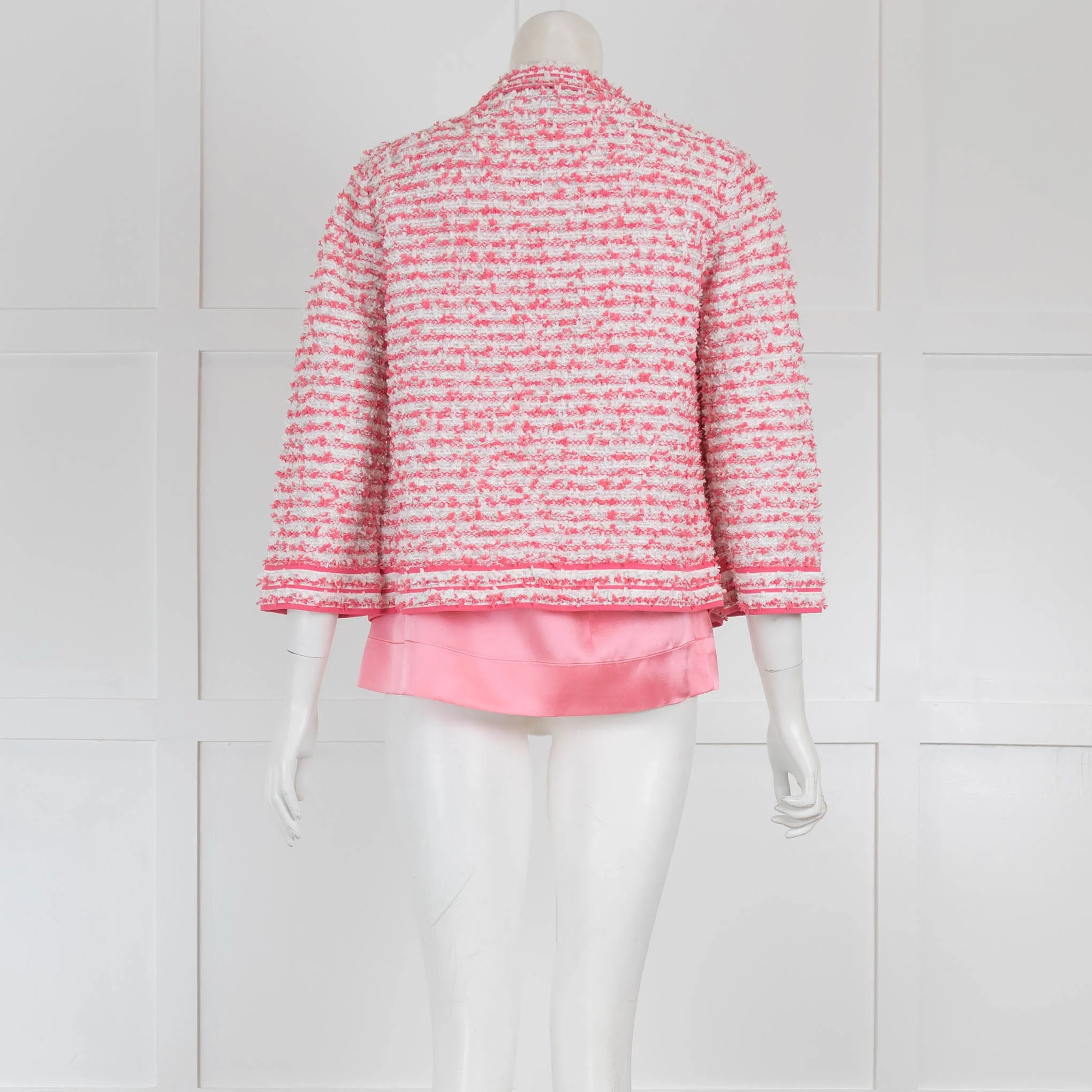 D'Exterior Pink Silk Vest with Boucle Neck - Image 3