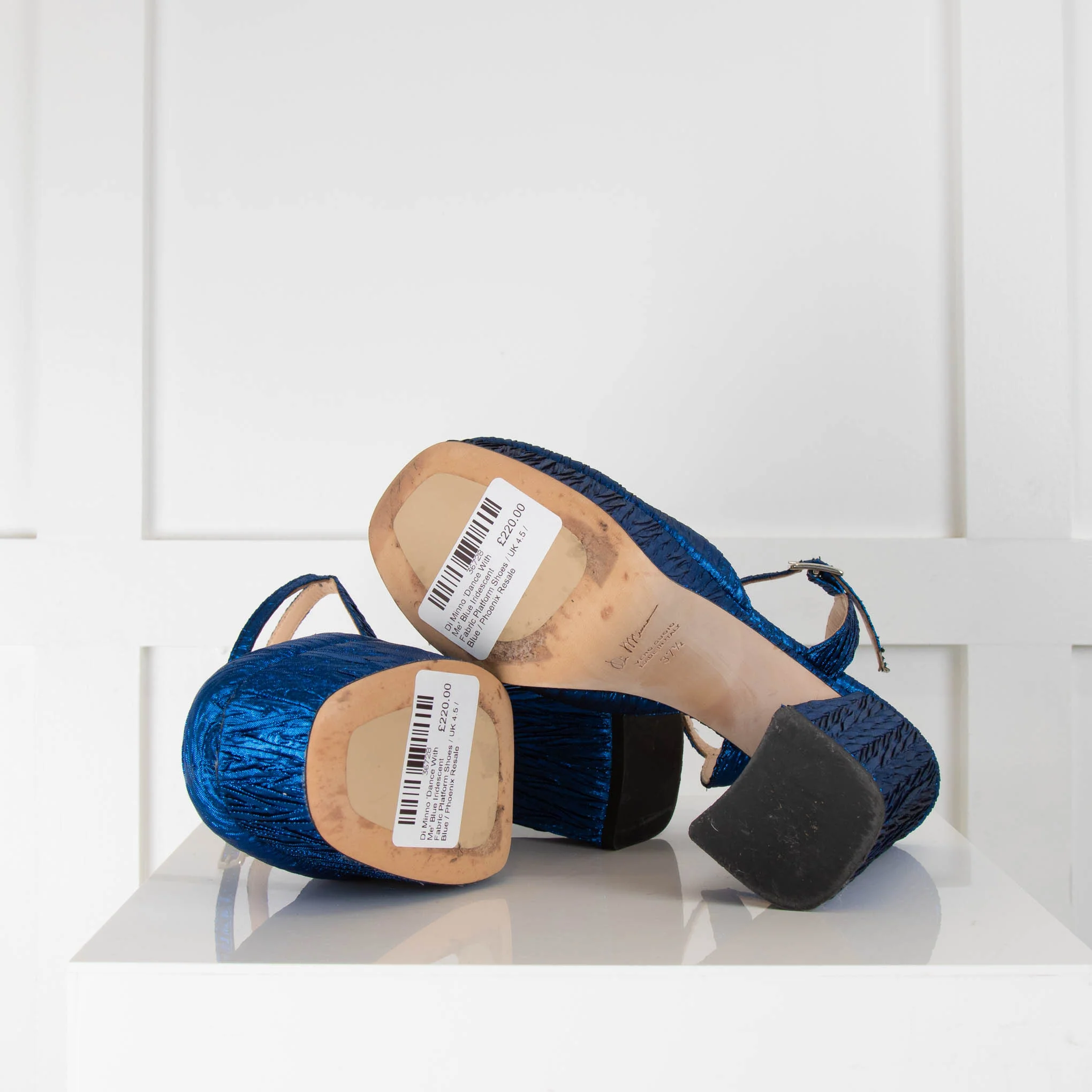 Di Minno 'Dance With Me' Blue Iridescent Fabric Platform Shoes - Image 5