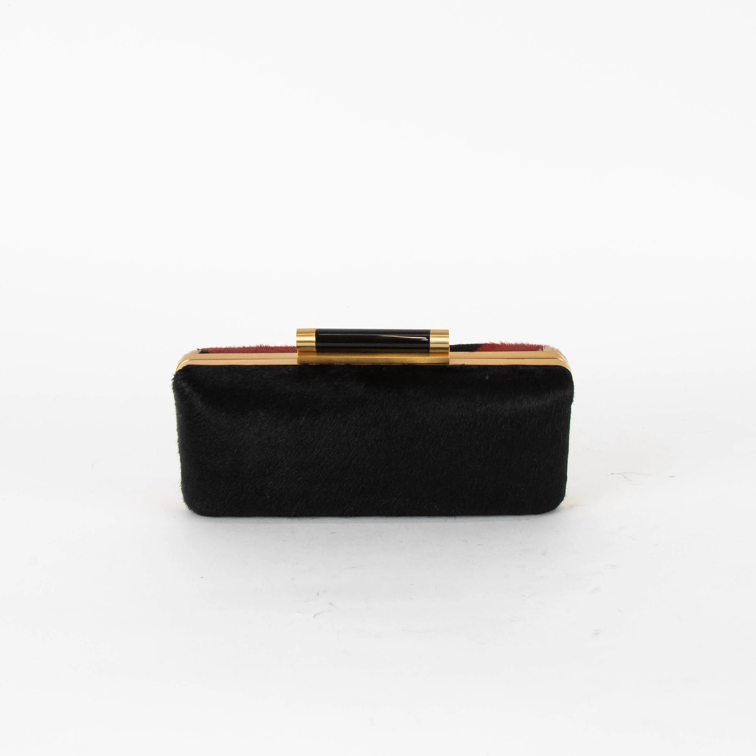 Diane Von Furstenberg Red, Black and Beige Pony Hair Clutch - Image 4