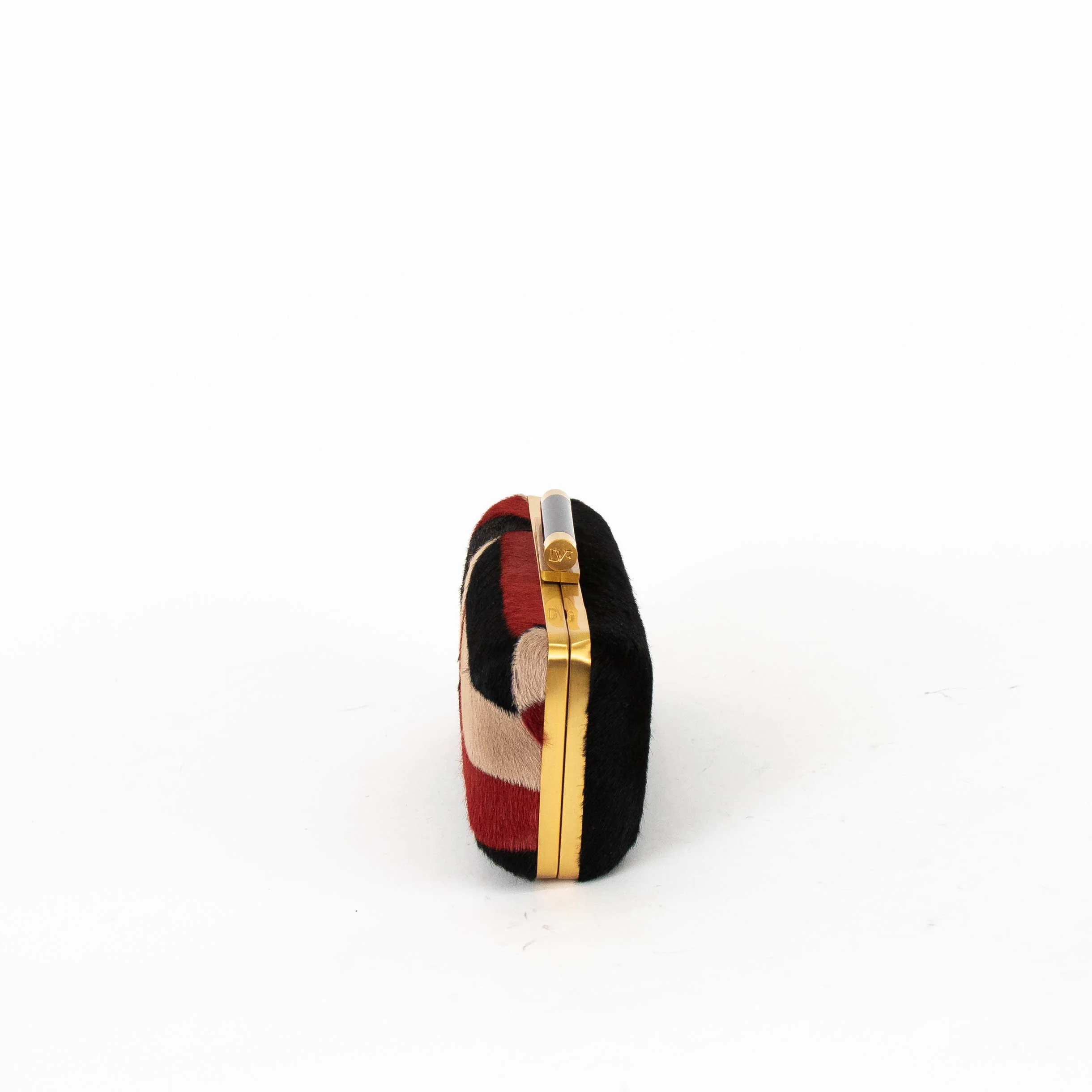 Diane Von Furstenberg Red, Black and Beige Pony Hair Clutch - Image 5