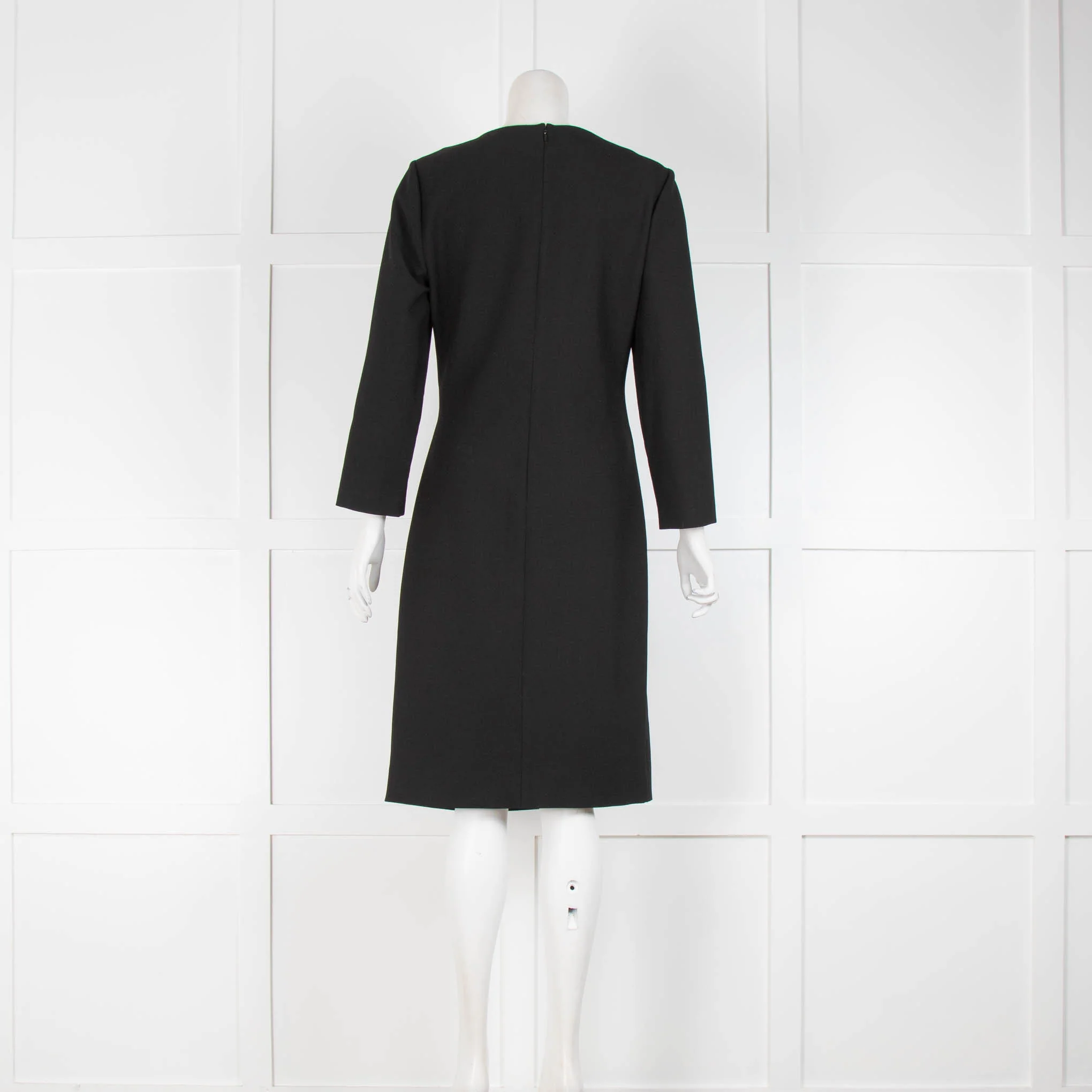 Diane Von Furstenberg Black Gathered V Neck Dress - Image 3