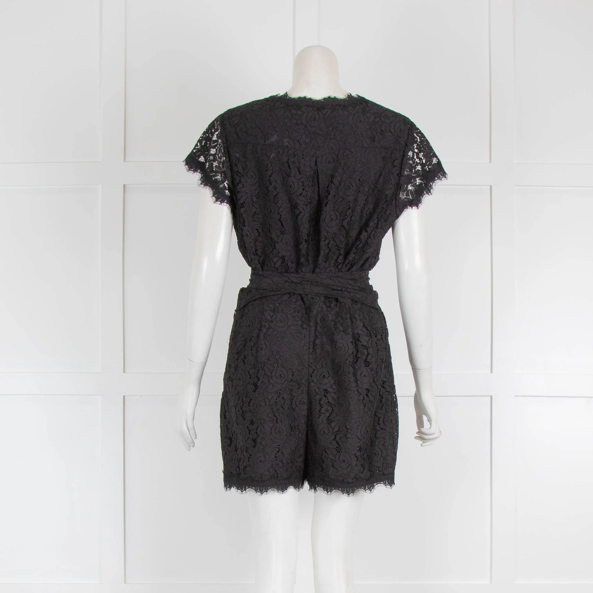 Diane von Furstenberg Black Lace Cap Sleeve Playsuit - Image 3