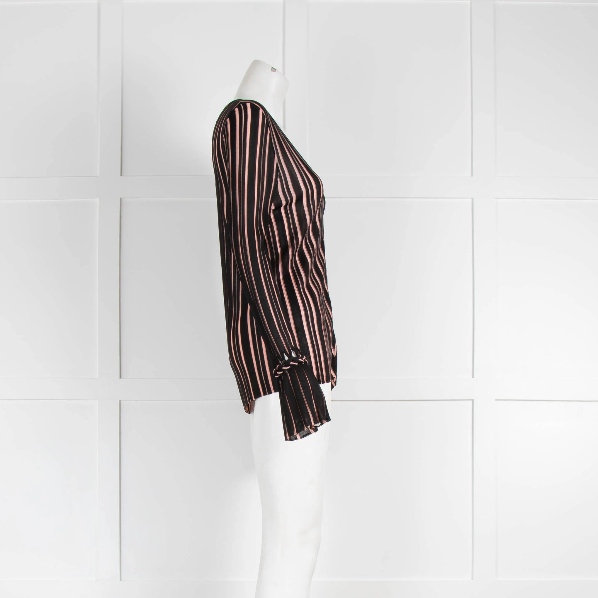 Diane Von Furstenberg Black & Pink Stripe Shirley Knitted Blouse - Image 2