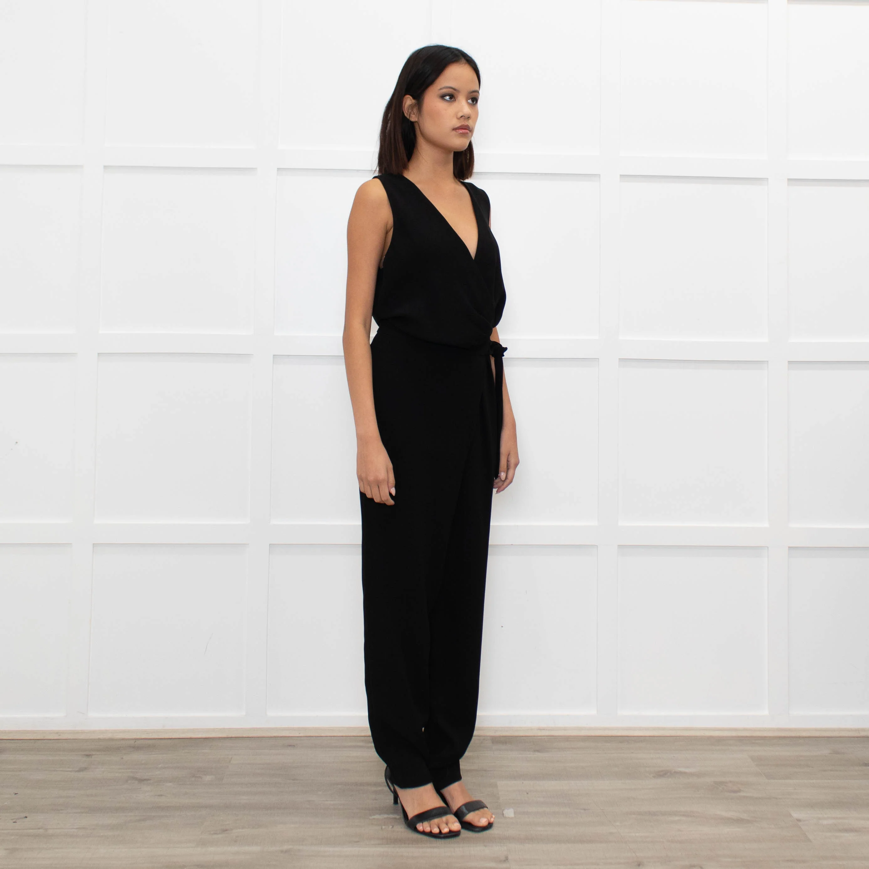 Diane Von Furstenberg Black Wrap Style Jumpsuit - Image 3
