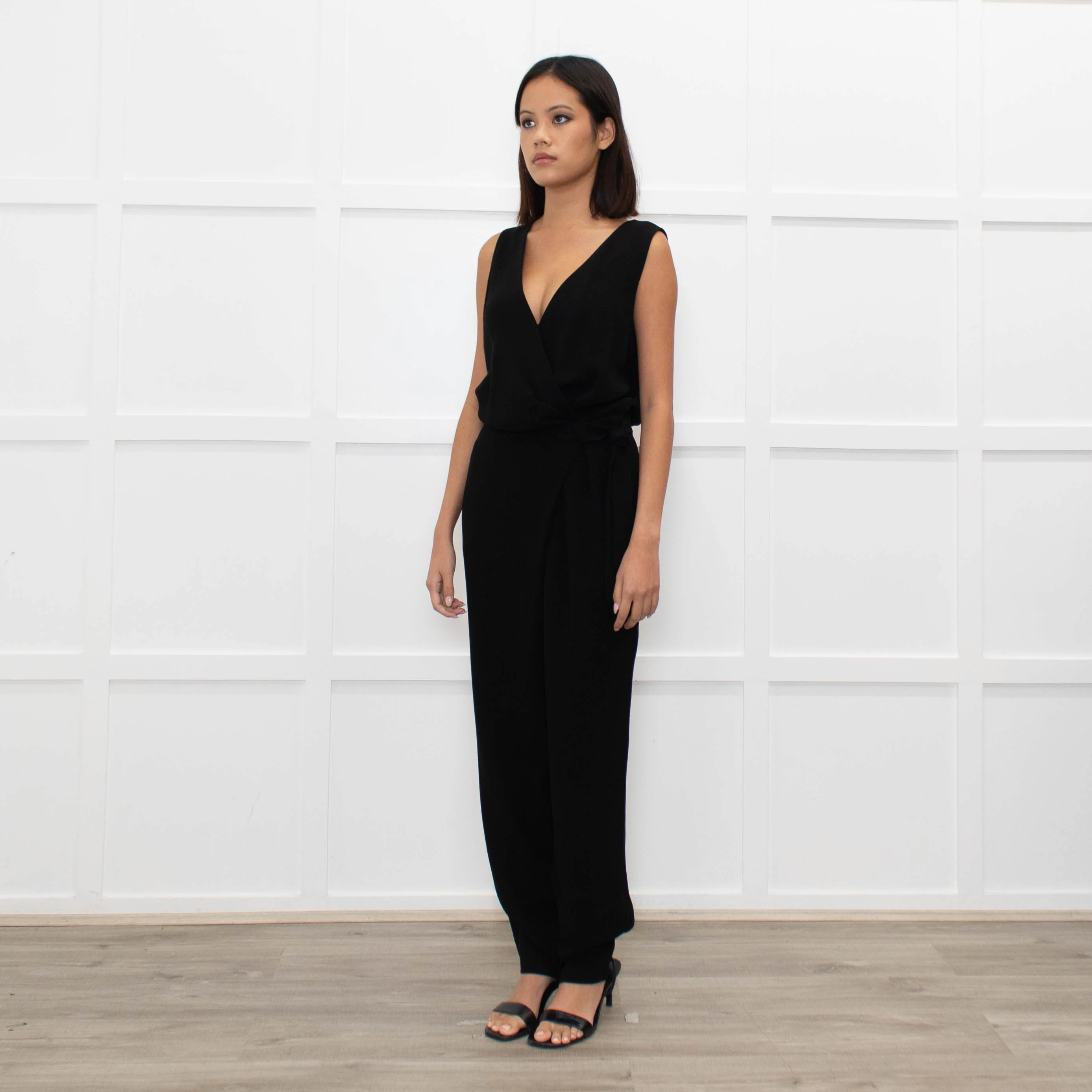 Diane Von Furstenberg Black Wrap Style Jumpsuit - Image 4