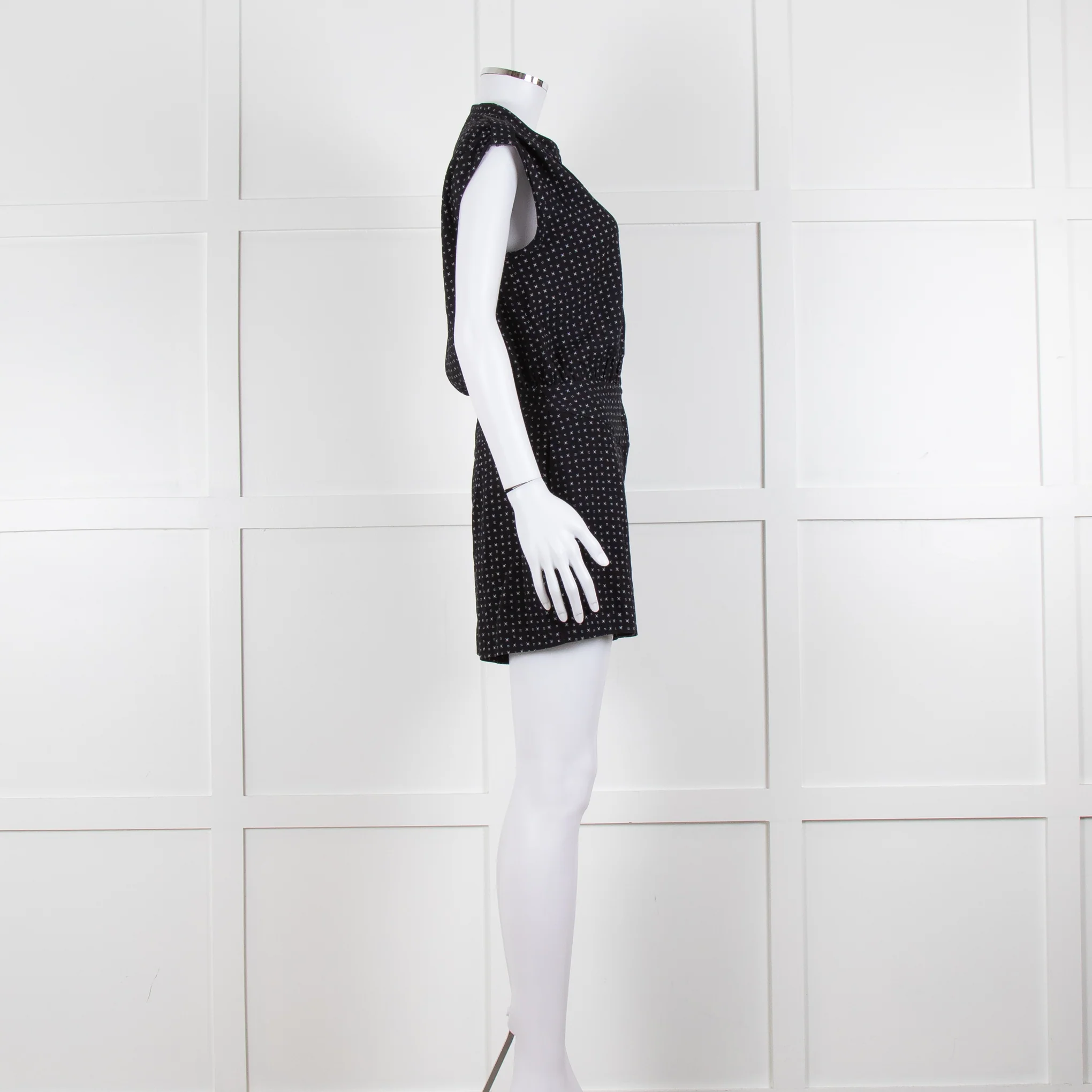 Diane Von Furstenberg Black White Print Playsuit - Image 3