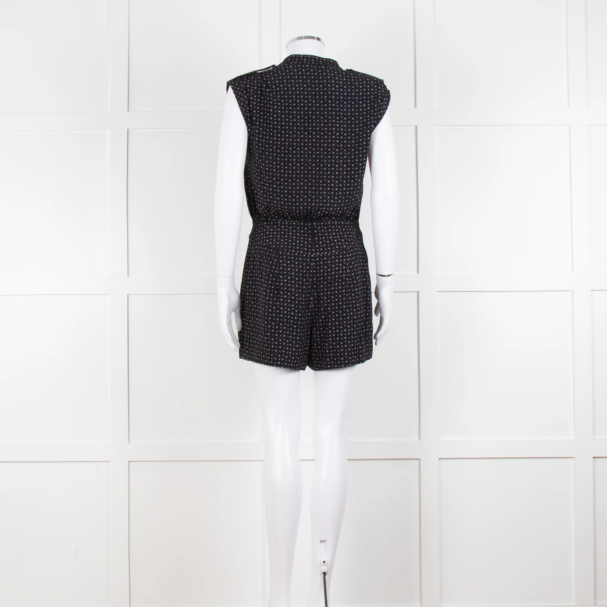 Diane Von Furstenberg Black White Print Playsuit - Image 5