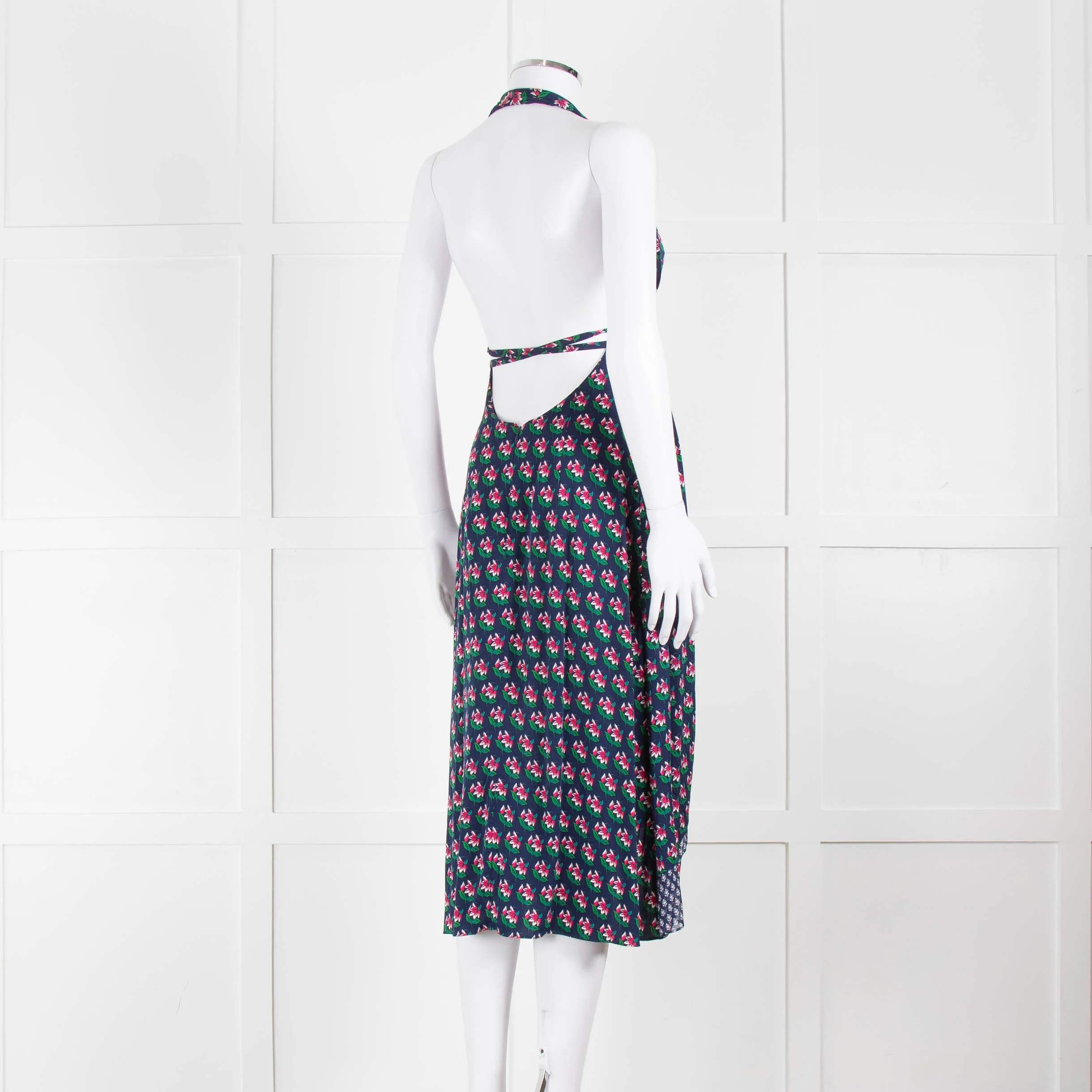 Diane Von Furstenberg Blue And Pink Halter Neck Dress - Image 4