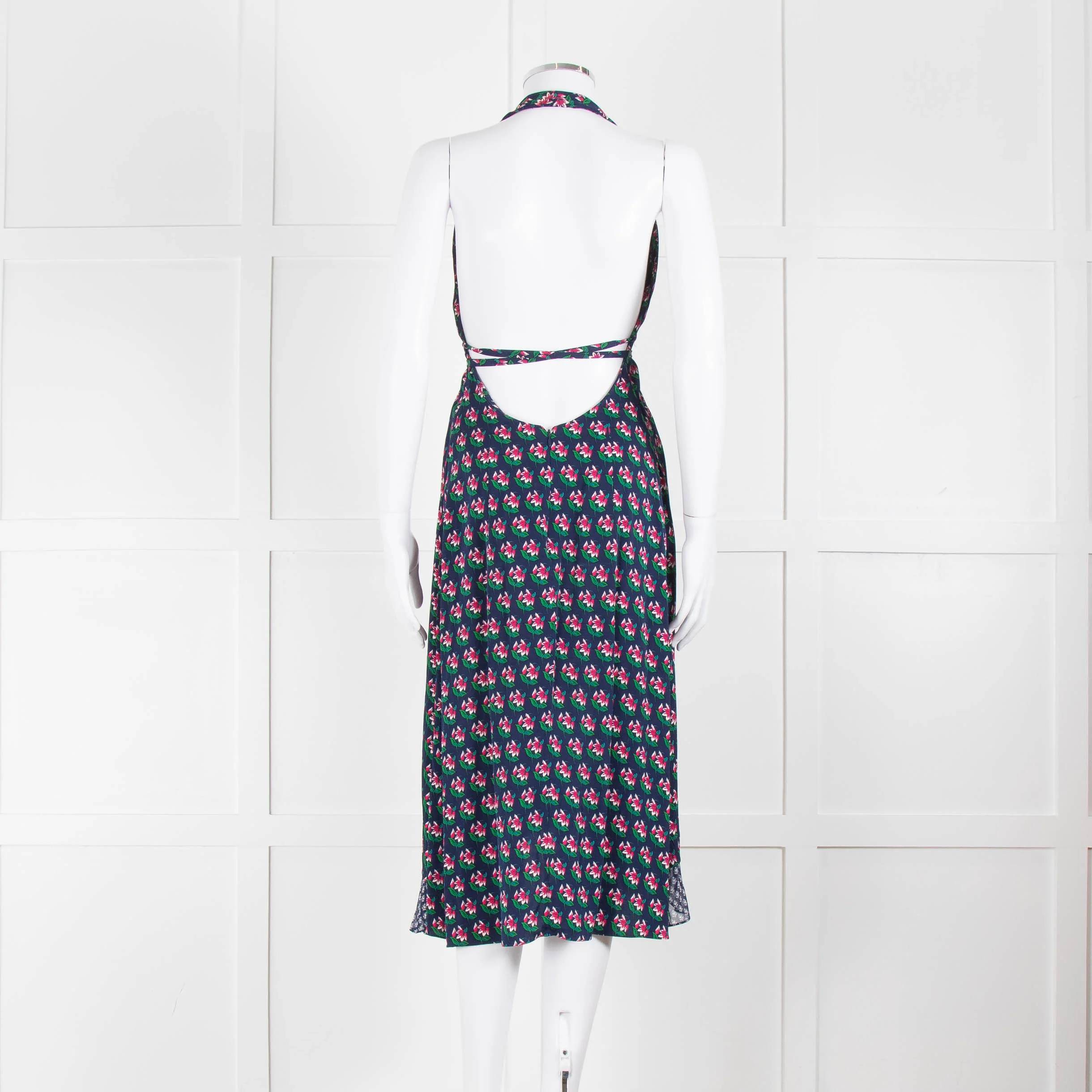 Diane Von Furstenberg Blue And Pink Halter Neck Dress - Image 5
