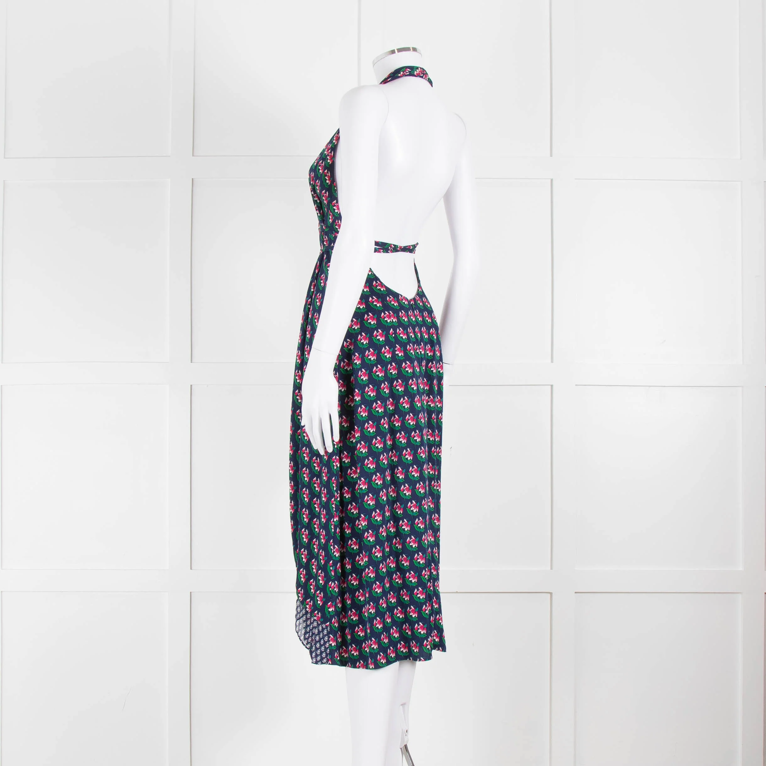 Diane Von Furstenberg Blue And Pink Halter Neck Dress - Image 6