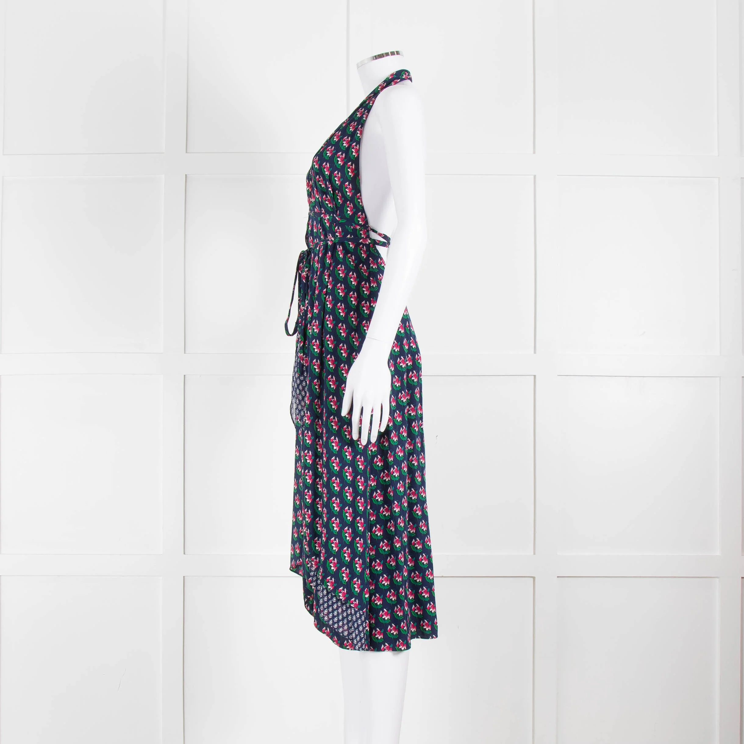 Diane Von Furstenberg Blue And Pink Halter Neck Dress - Image 7